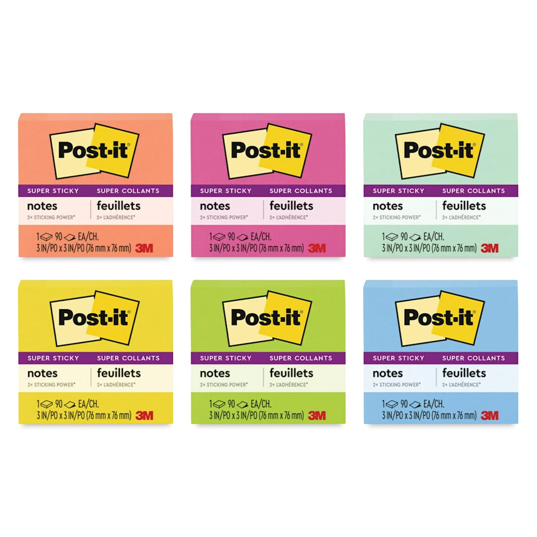 Open in modal - Post-it Super Sticky Notes - Single Pad, 3" x 3", Summer Joy Collection selection