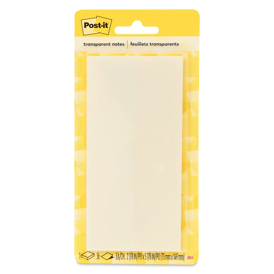Open in modal - Post-It Transparent Notes - Single Pad, 2.8" x 5.8", White front of packaging