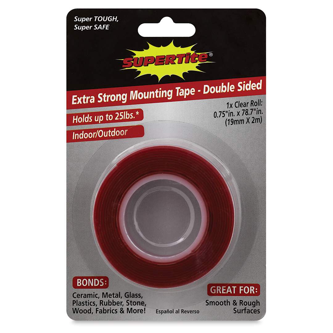 Open in modal - Supertite Double-Sided Extra Strong Clear Mounting Tape, 3/4" x 78-7/10", Roll, Front Of Package