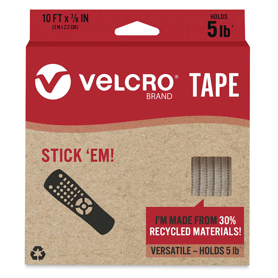 Open in modal - Velcro Brand ECO Collection Tape, White, 10 ft x 7/8", Front Of Package