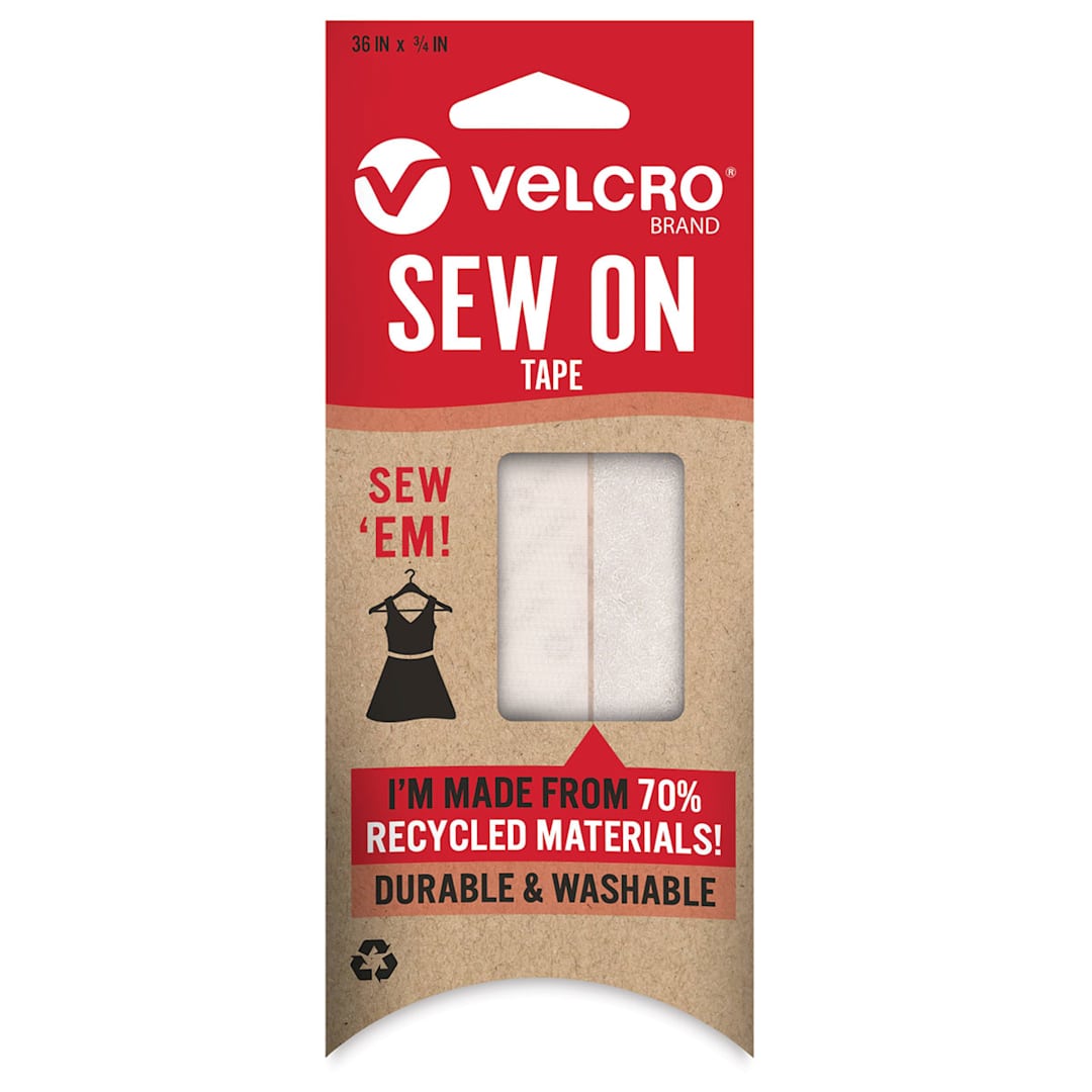 Open in modal - Velcro Brand ECO Collection Sew-On Tape, White, 36" x 3/4", Front Of Package