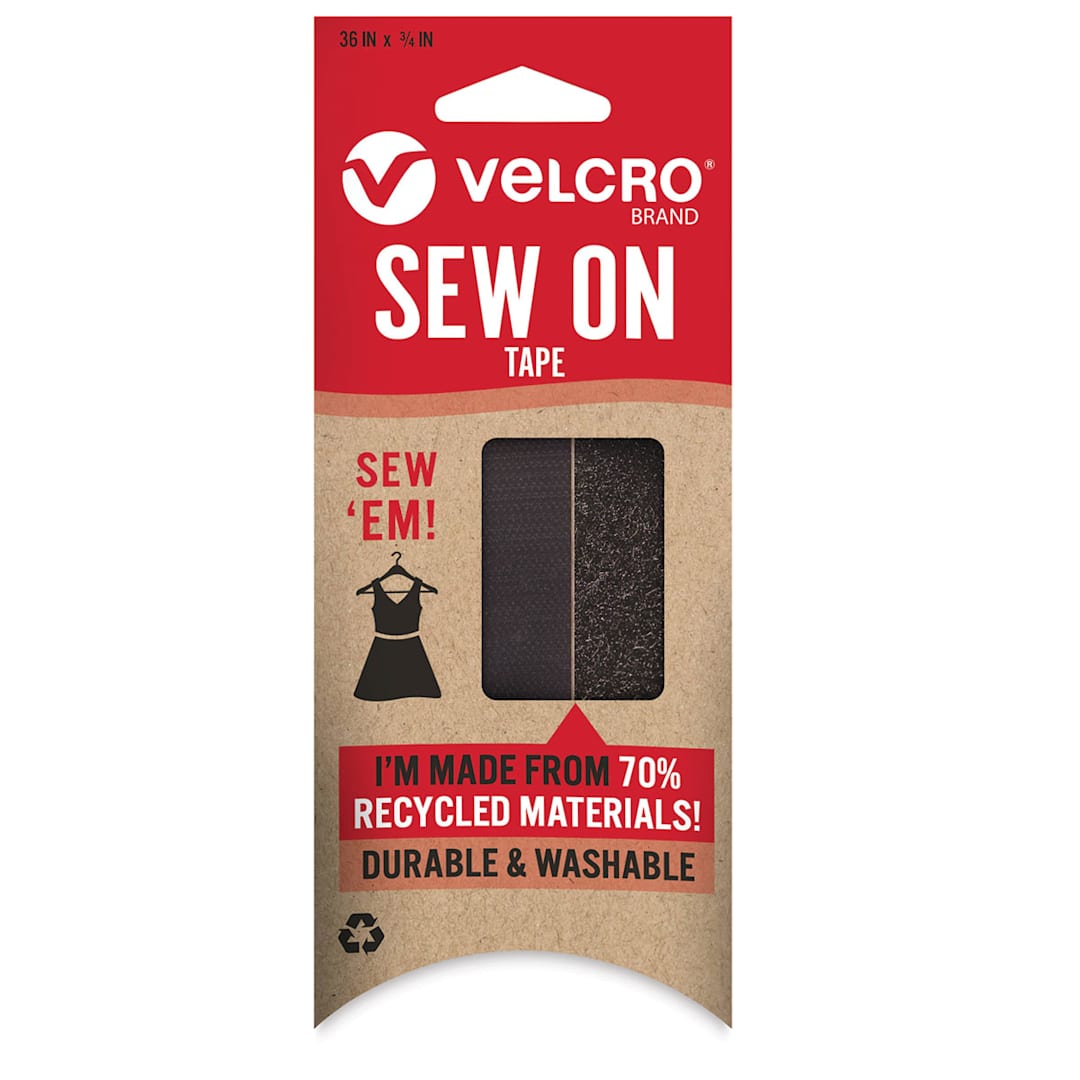 Open in modal - Velcro Brand ECO Collection Sew-On Tape, Black, 36" x 3/4", Front Of Package