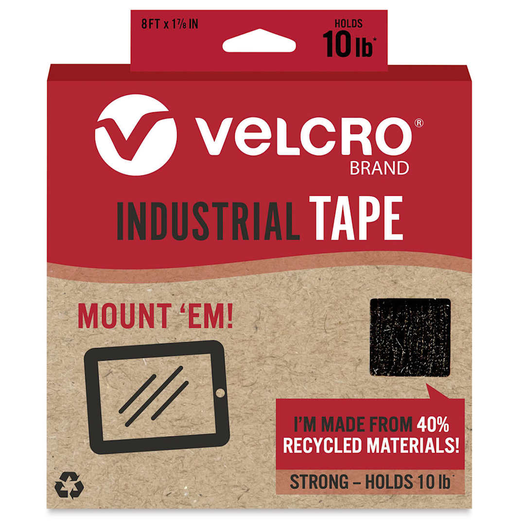 Open in modal - Velcro Brand ECO Collection Industrial Tape, Black, 8 ft x 1-7/8", Front Of Package