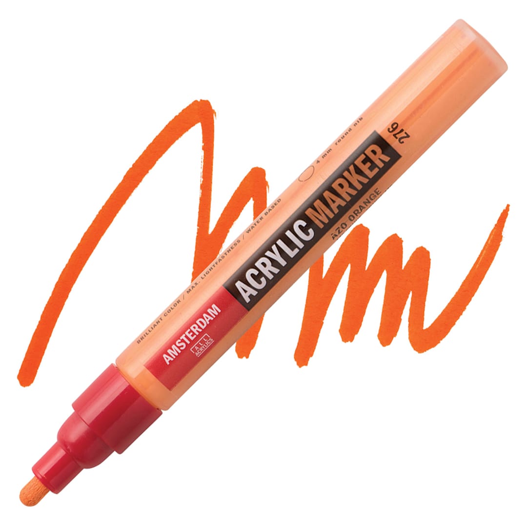 Open in modal - Amsterdam Acrylic Marker - Azo Orange, 4 mm marker and swatch