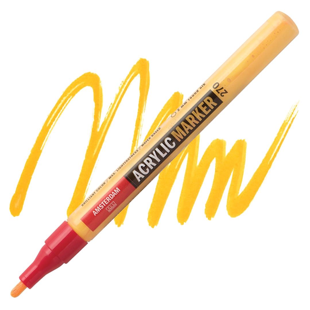 Open in modal - Amsterdam Acrylic Marker - Azo Yellow Deep, 2 mm marker and swatch
