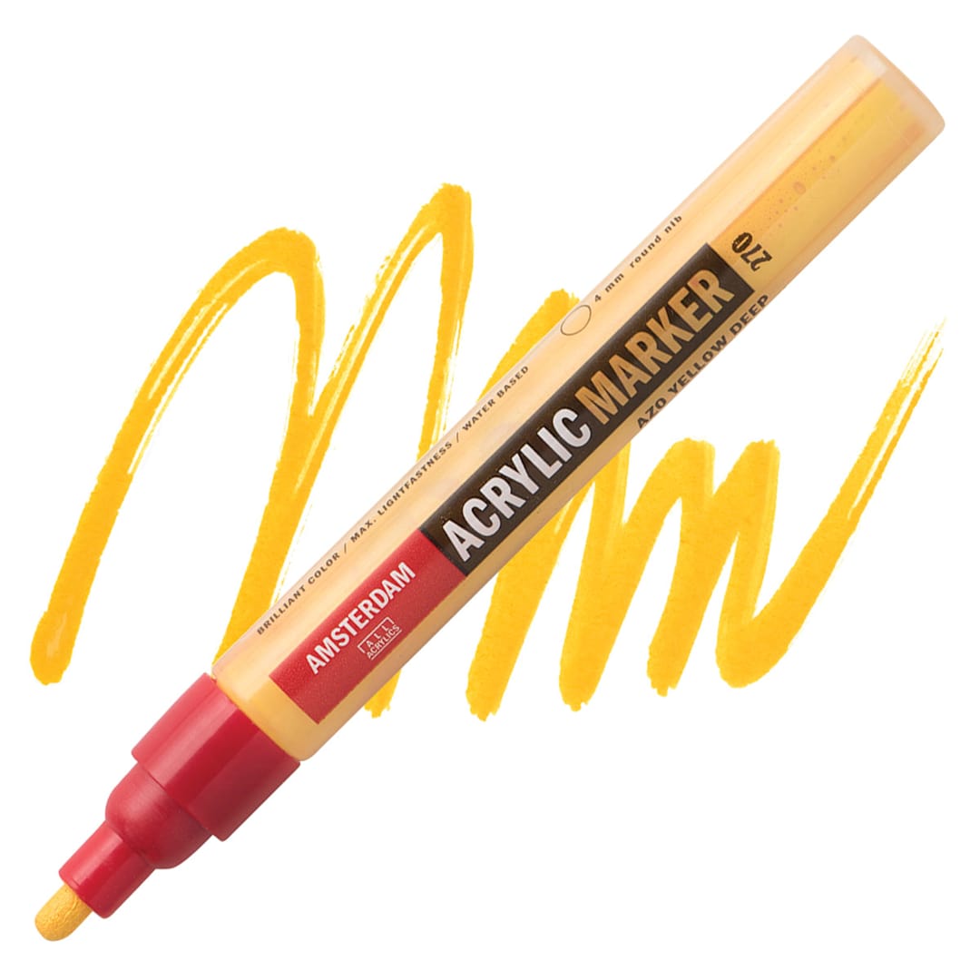 Open in modal - Amsterdam Acrylic Marker - Azo Yellow Deep, 4 mm marker and swatch