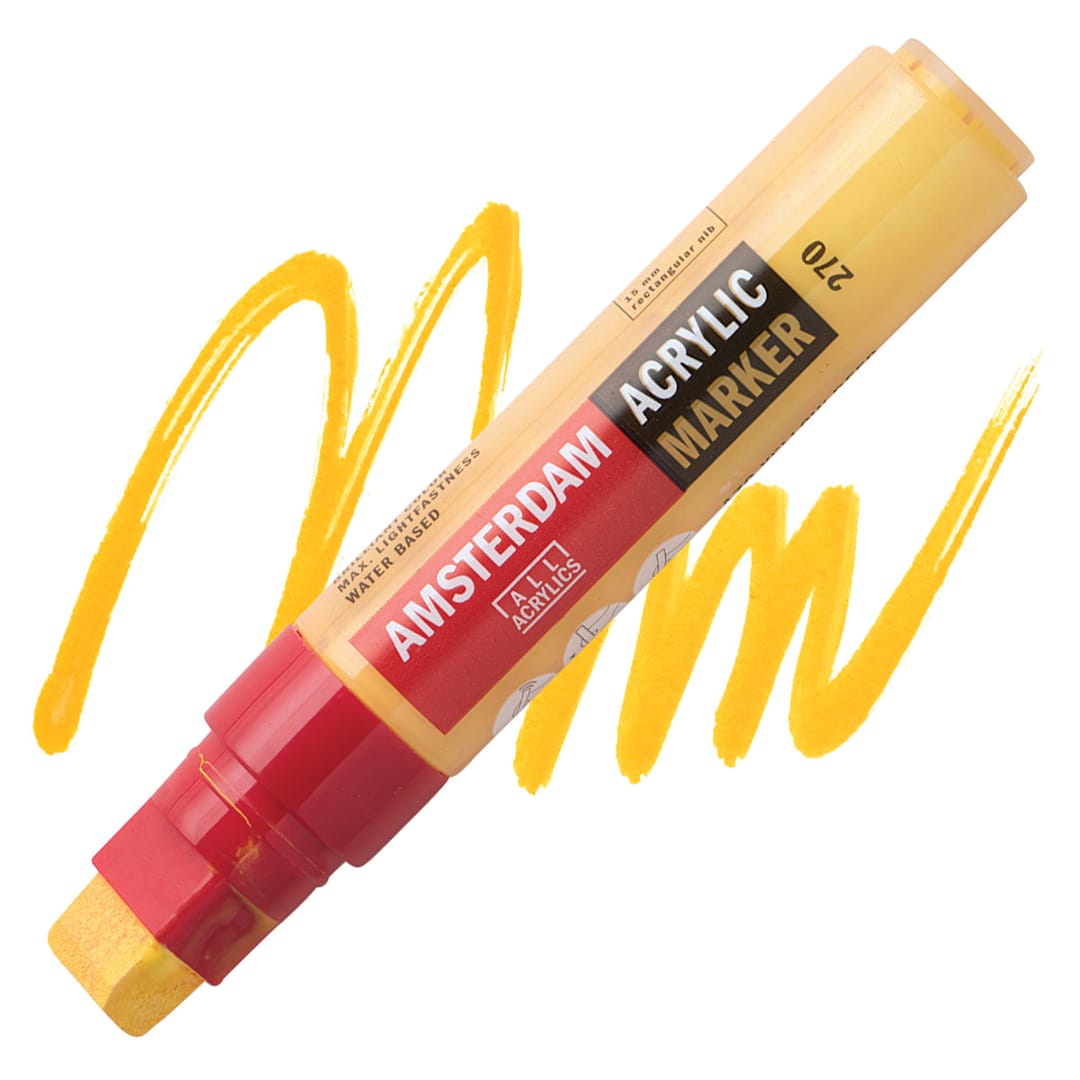 Open in modal - Amsterdam Acrylic Marker - Azo Yellow Deep, 15 mm marker and swatch
