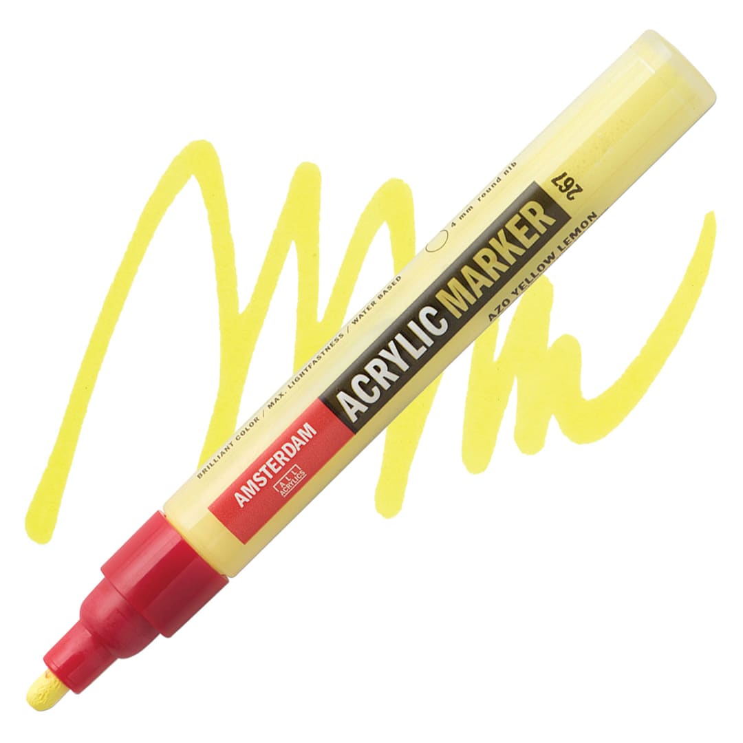 Open in modal - Amsterdam Acrylic Marker - Azo Yellow Lemon, 4 mm marker and swatch