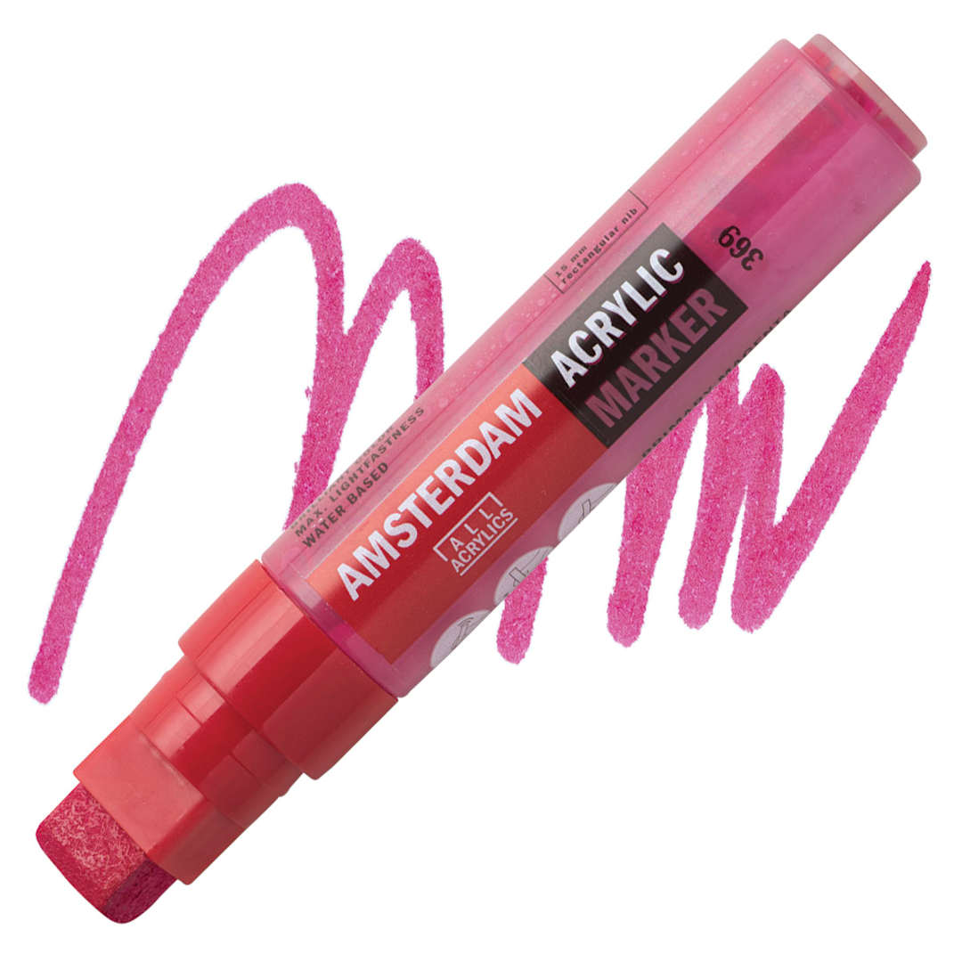 Open in modal - Amsterdam Acrylic Marker - Primary Magenta, 15 mm marker and swatch