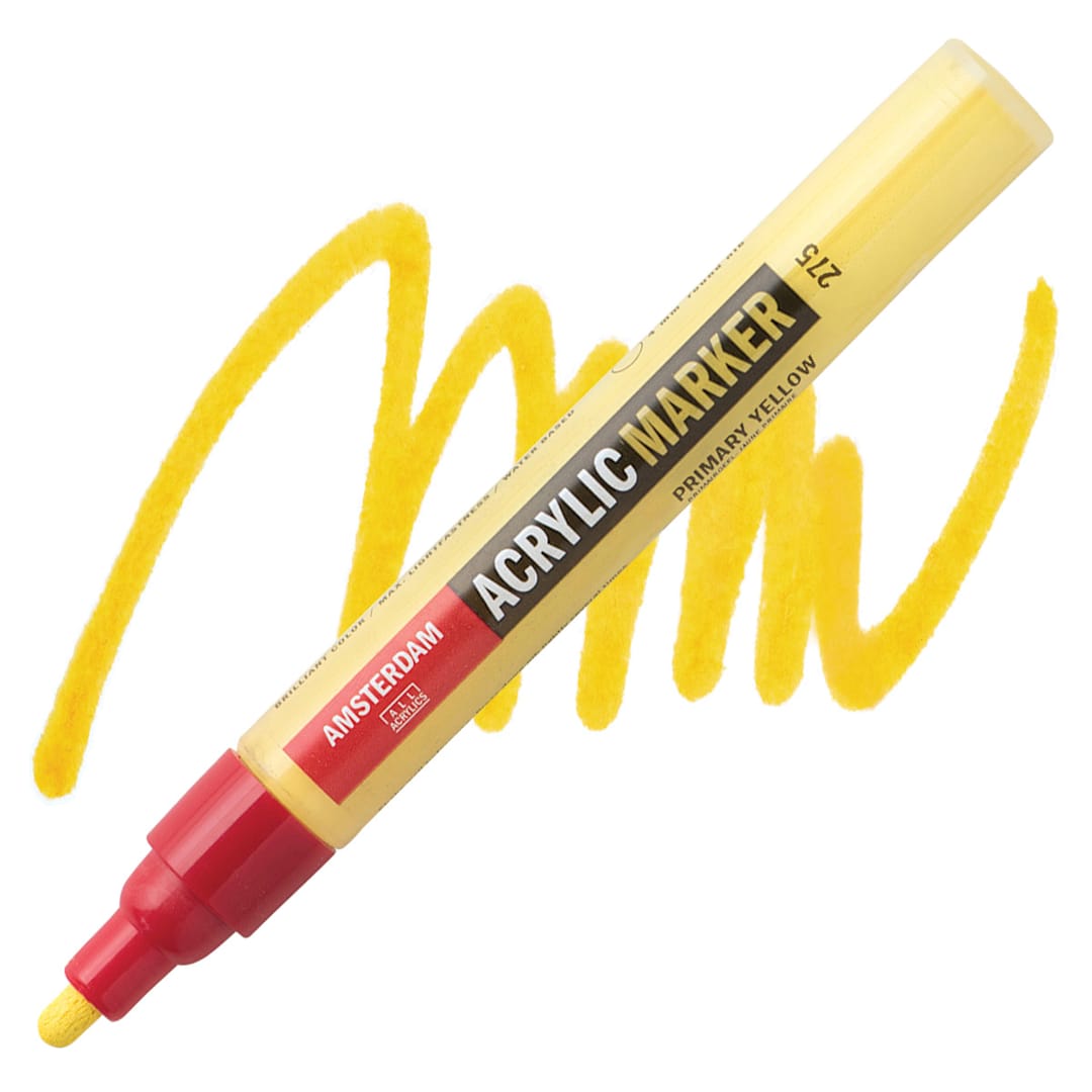 Open in modal - Amsterdam Acrylic Marker - Primary Yellow, 4 mm marker and swatch