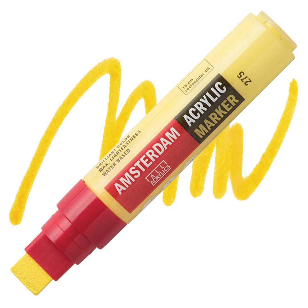Open in modal - Amsterdam Acrylic Marker - Primary Yellow, 15 mm marker and swatch