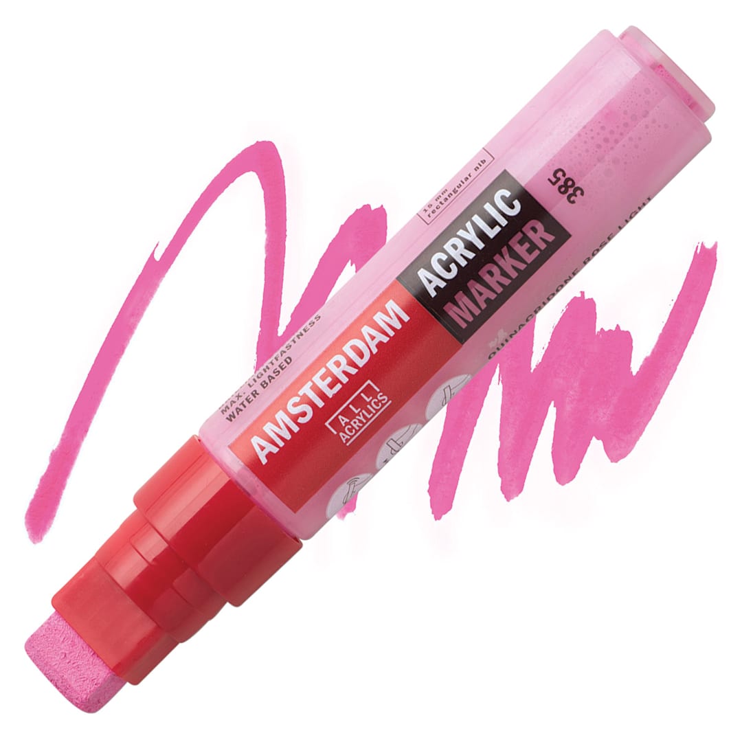 Open in modal - Amsterdam Acrylic Marker - Quinacridone Rose Light, 15 mm marker and swatch