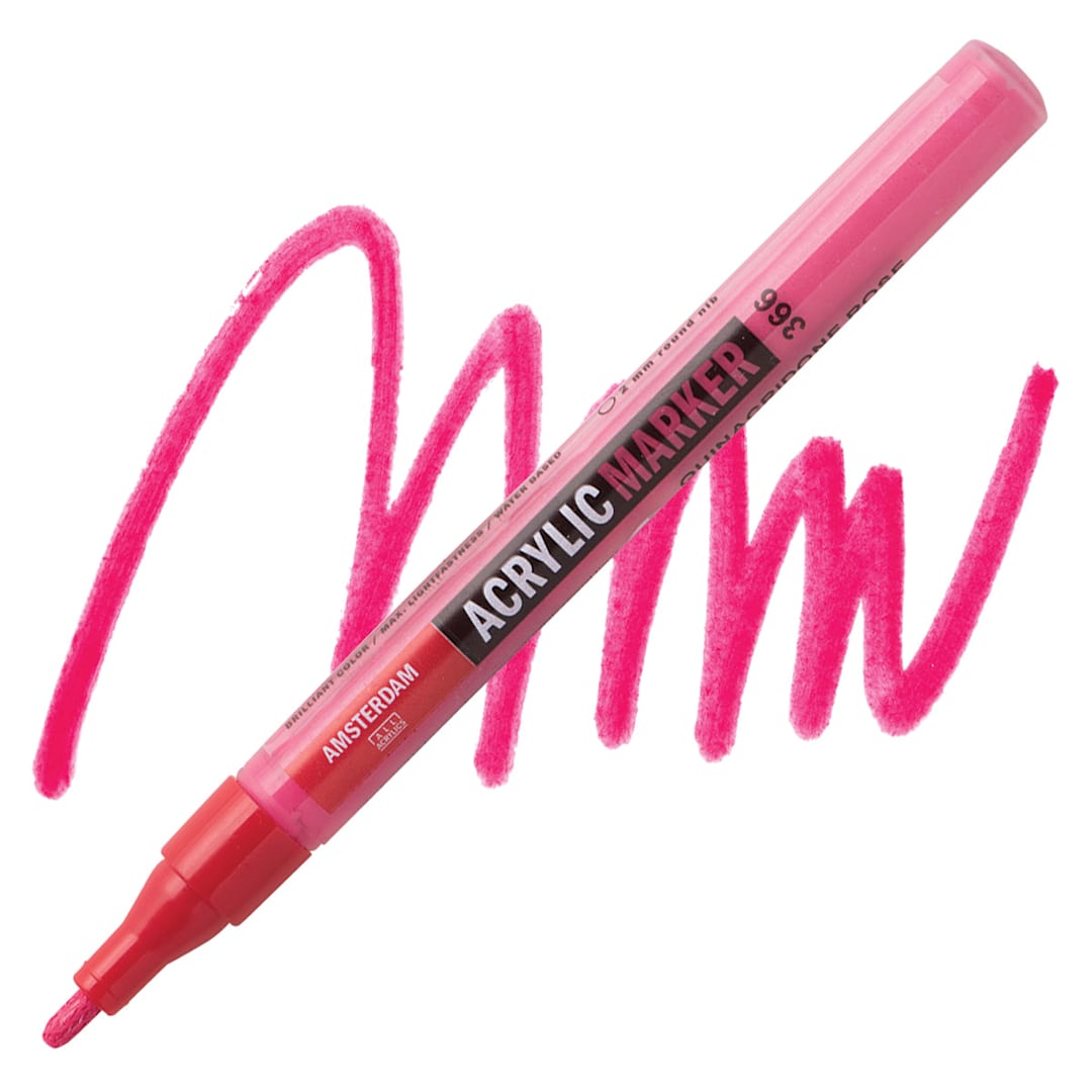 Open in modal - Amsterdam Acrylic Marker - Quinacridone Rose, 2 mm marker and swatch