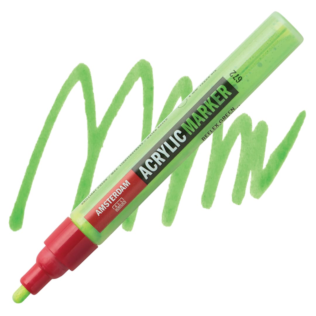 Open in modal - Amsterdam Acrylic Marker - Reflex Green, 4 mm marker and swatch