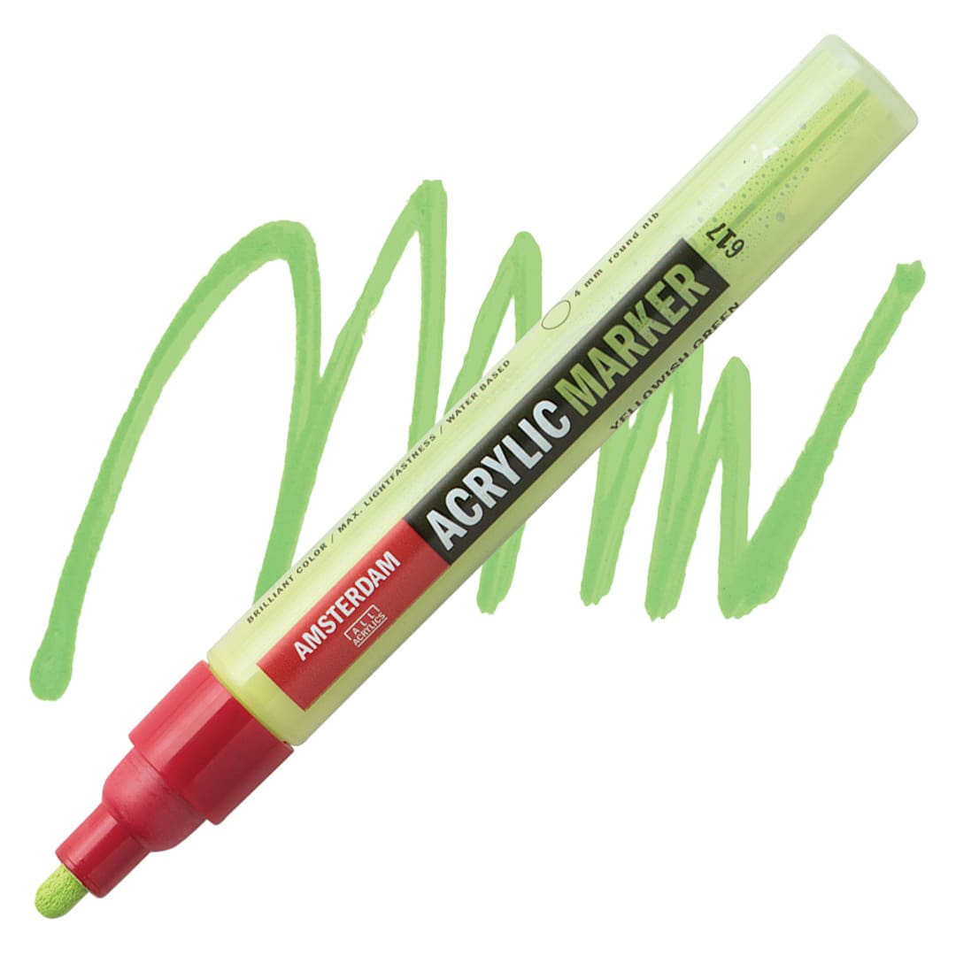 Open in modal - Amsterdam Acrylic Marker - Yellow Green 4 mm marker and swatch