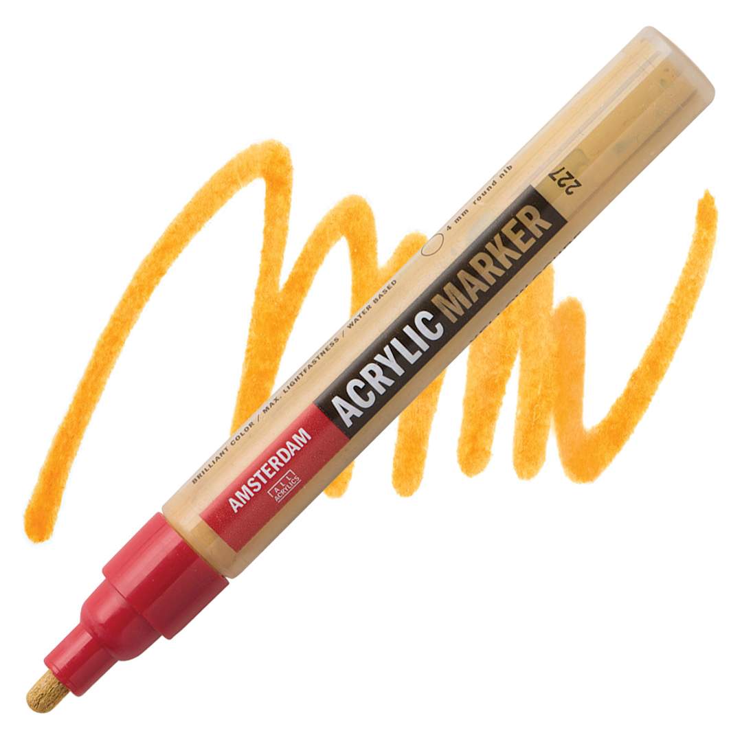 Open in modal - Amsterdam Acrylic Marker - Yellow Ochre, 4 mm marker and swatch
