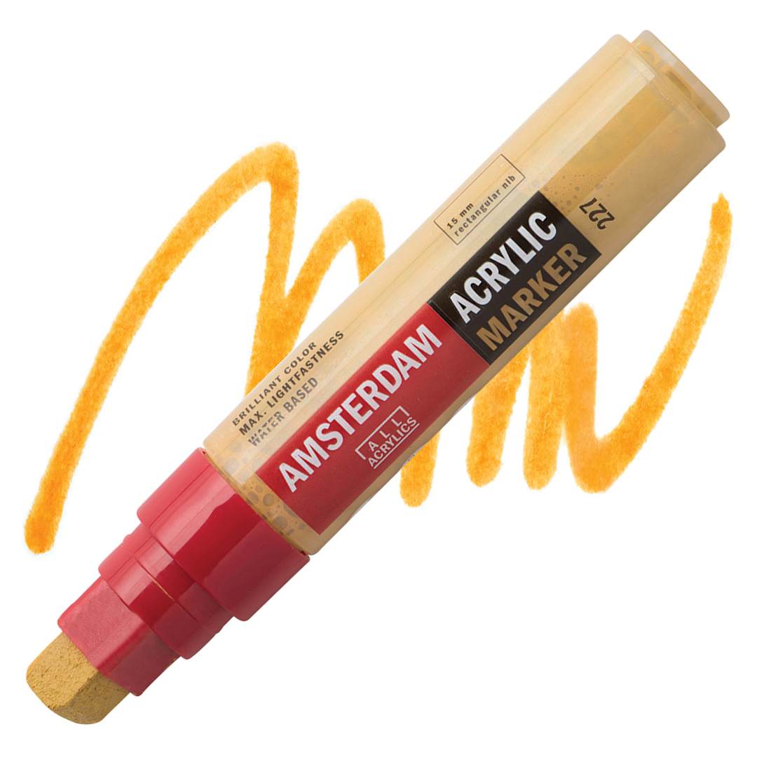 Open in modal - Amsterdam Acrylic Marker - Yellow Ochre, 15 mm marker and swatch