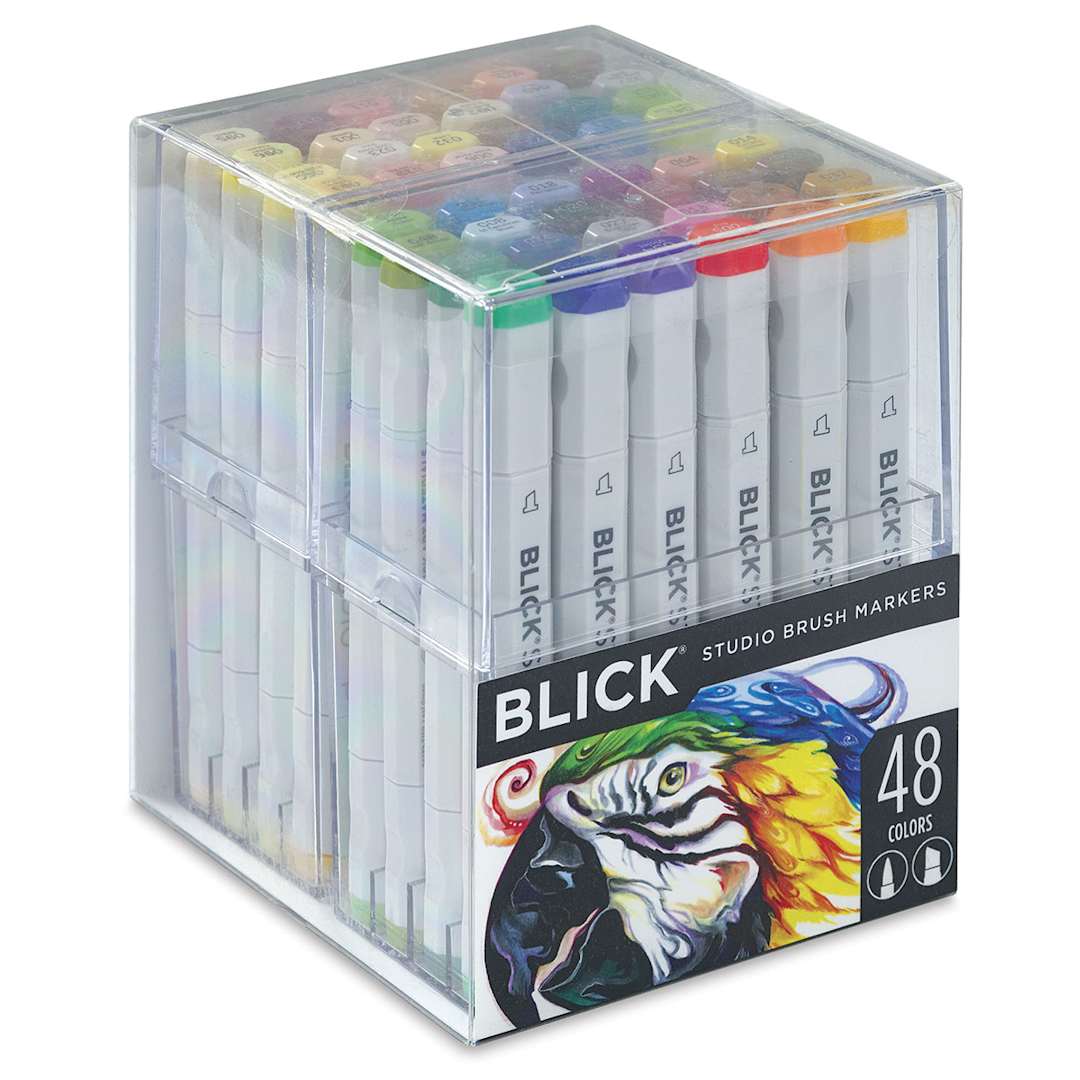 Open in modal - Blick Studio Brush Markers - Assorted Colors, Set of 48 - front of packaging