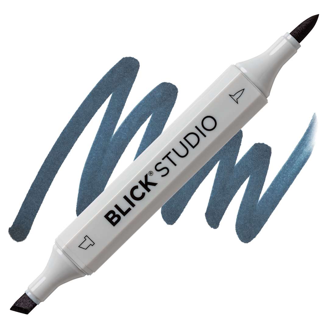 Open in modal - Blick Studio Brush Marker - Midnight Blue marker and swatch