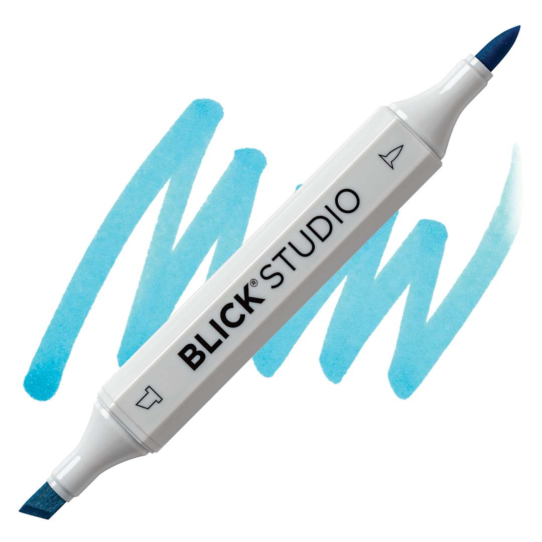 Open in modal - Blick Studio Brush Marker - Azure Blue marker and swatch