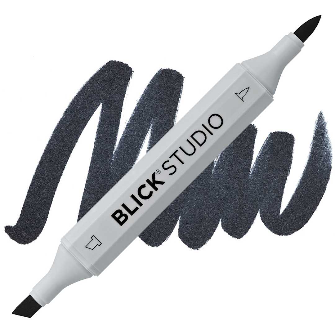 Open in modal - Blick Studio Brush Marker - Black marker and swatch