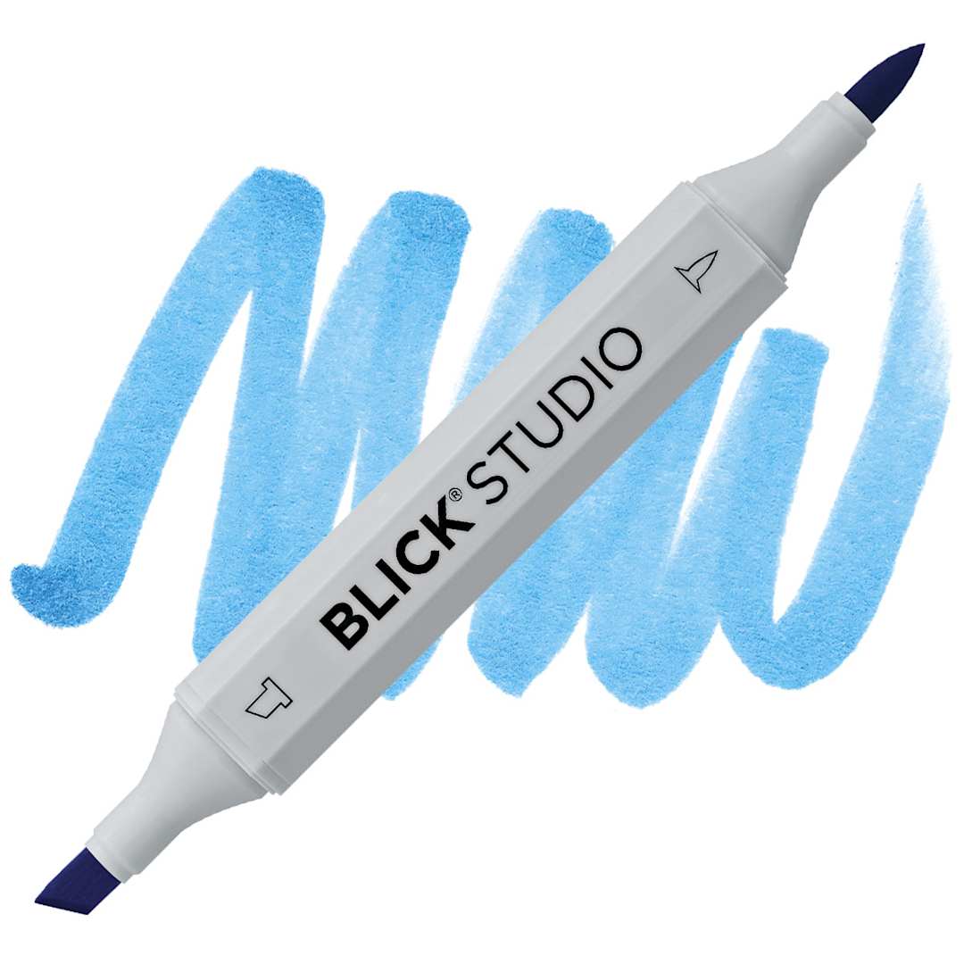 Open in modal - Blick Studio Brush Marker - Cerulean Blue marker and swatch