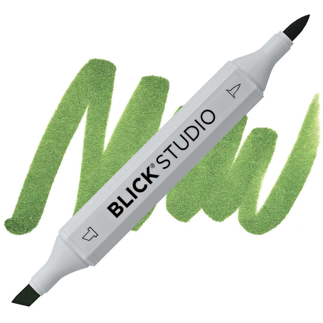 Open in modal - Blick Studio Brush Marker - Dark Olive Green marker and swatch