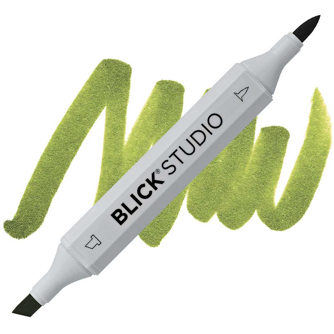 Open in modal - Blick Studio Brush Marker - Olive marker and swatch