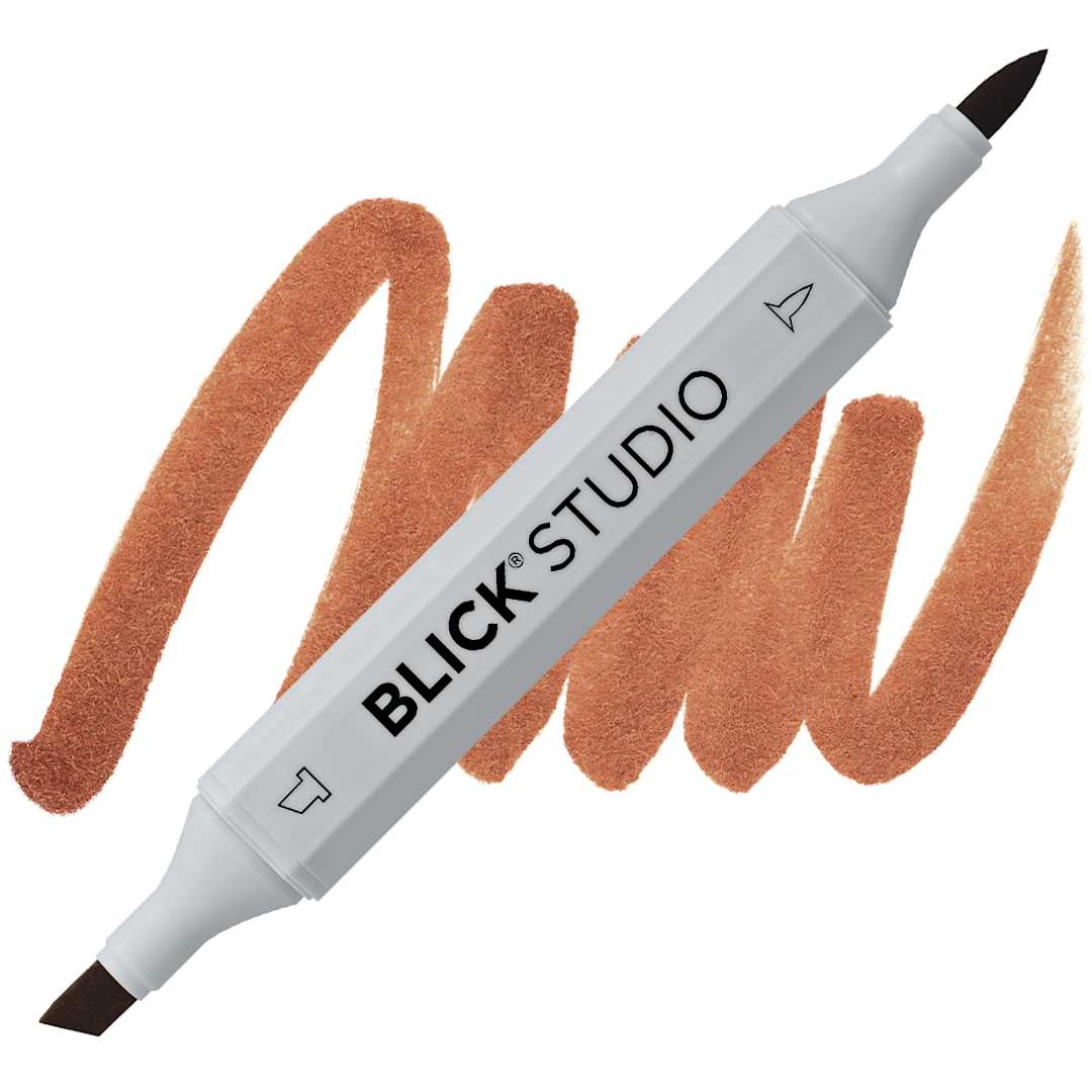 Open in modal - Blick Studio Brush Marker - Sienna marker and swatch