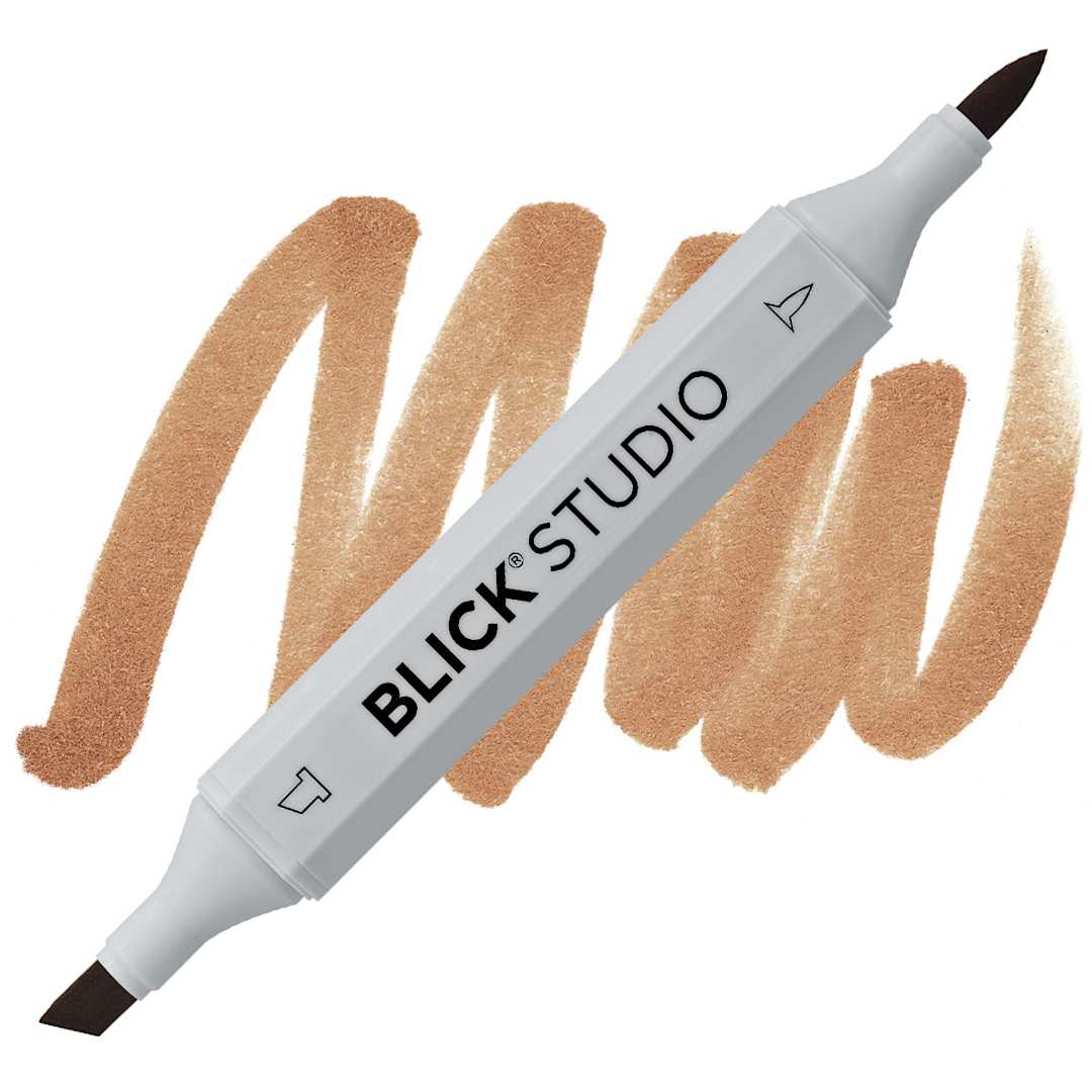 Open in modal - Blick Studio Brush Marker - Tan marker and swatch