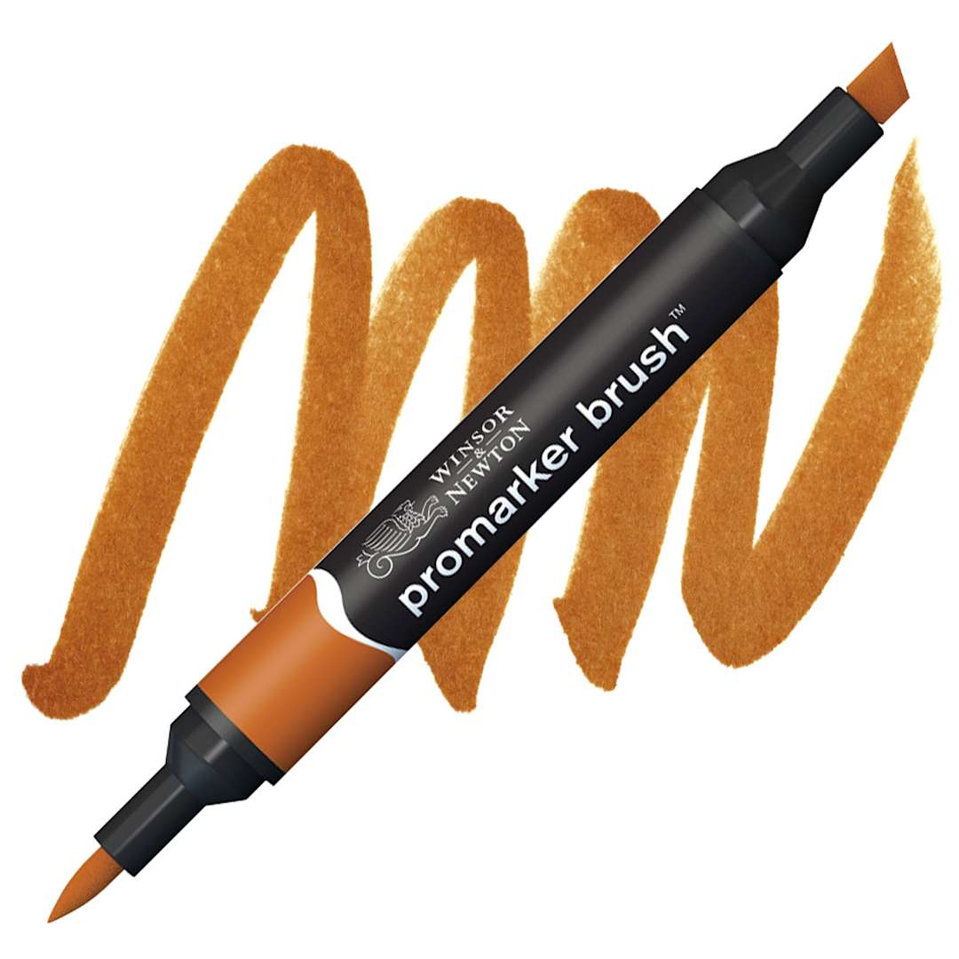 Open in modal - Winsor & Newton Promarker Brush Marker - Saddle Brown marker and swatch