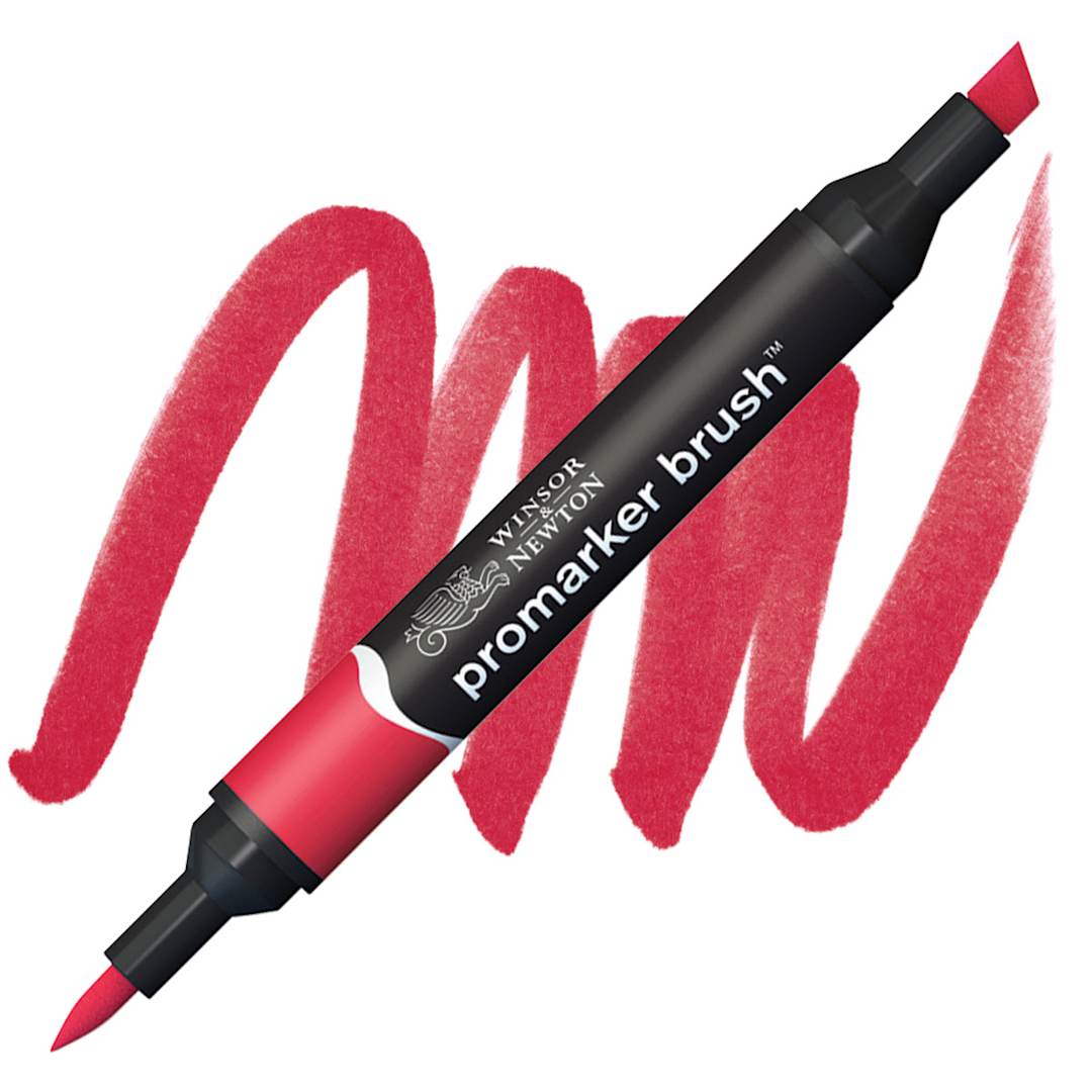 Open in modal - Winsor & Newton Promarker Brush Marker - Berry Red marker and swatch