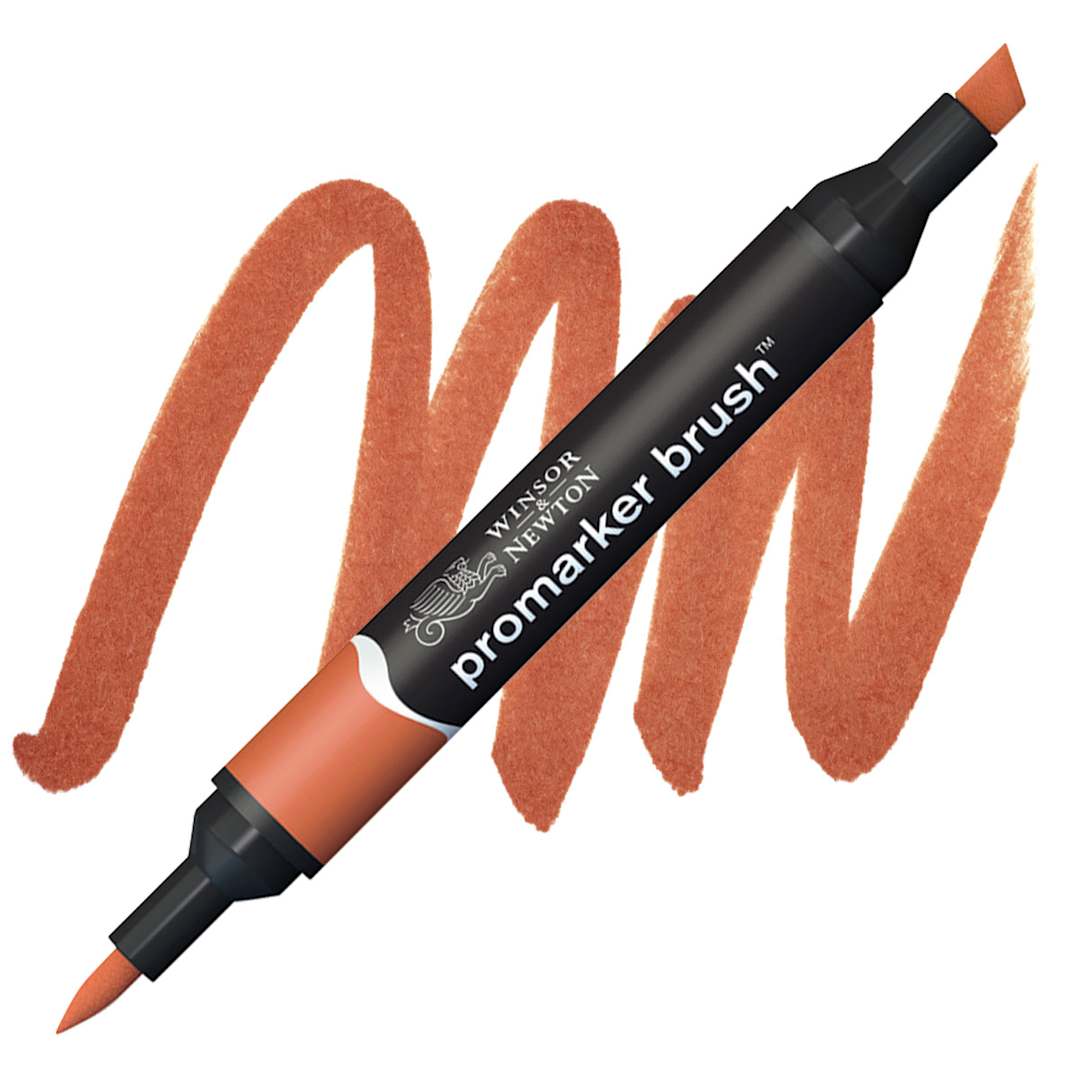 Open in modal - Winsor & Newton Promarker Brush Marker - Burnt Orange marker and swatch
