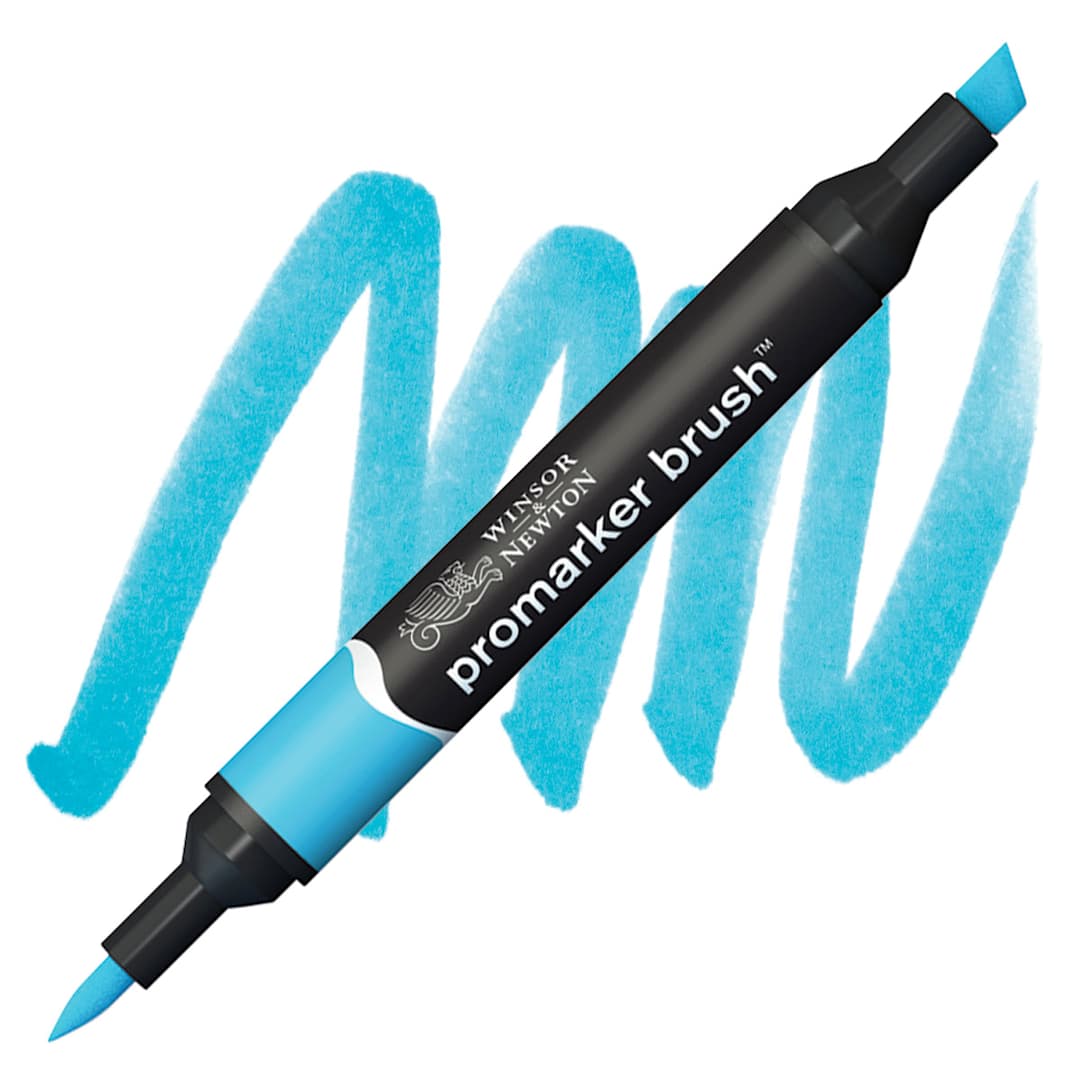Open in modal - Winsor & Newton Promarker Brush Marker - Cyan marker and swatch