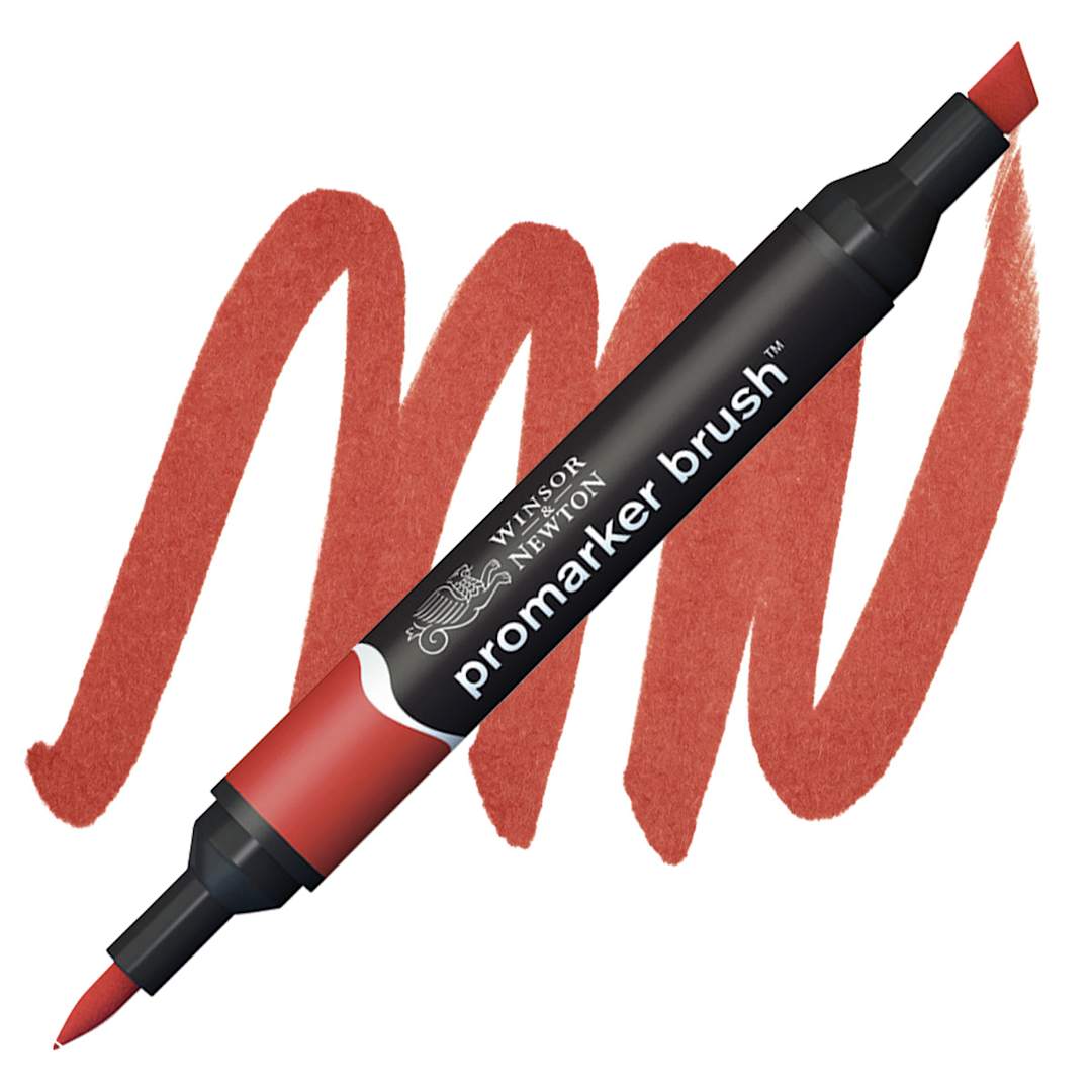 Open in modal - Winsor & Newton Promarker Brush Marker - Firebrick marker and swatch