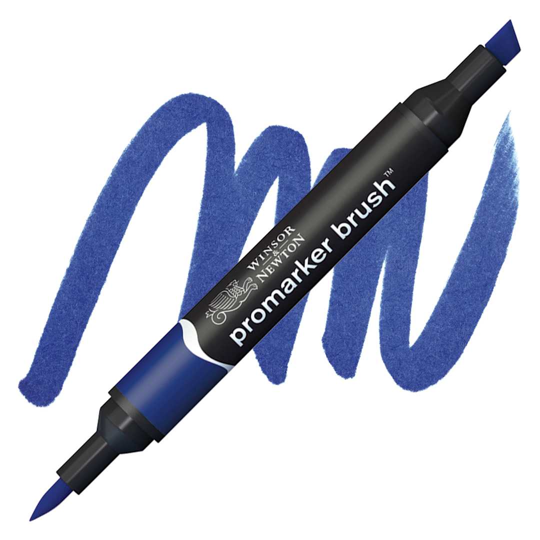 Open in modal - Winsor & Newton Promarker Brush Marker - Indigo Blue marker and swatch