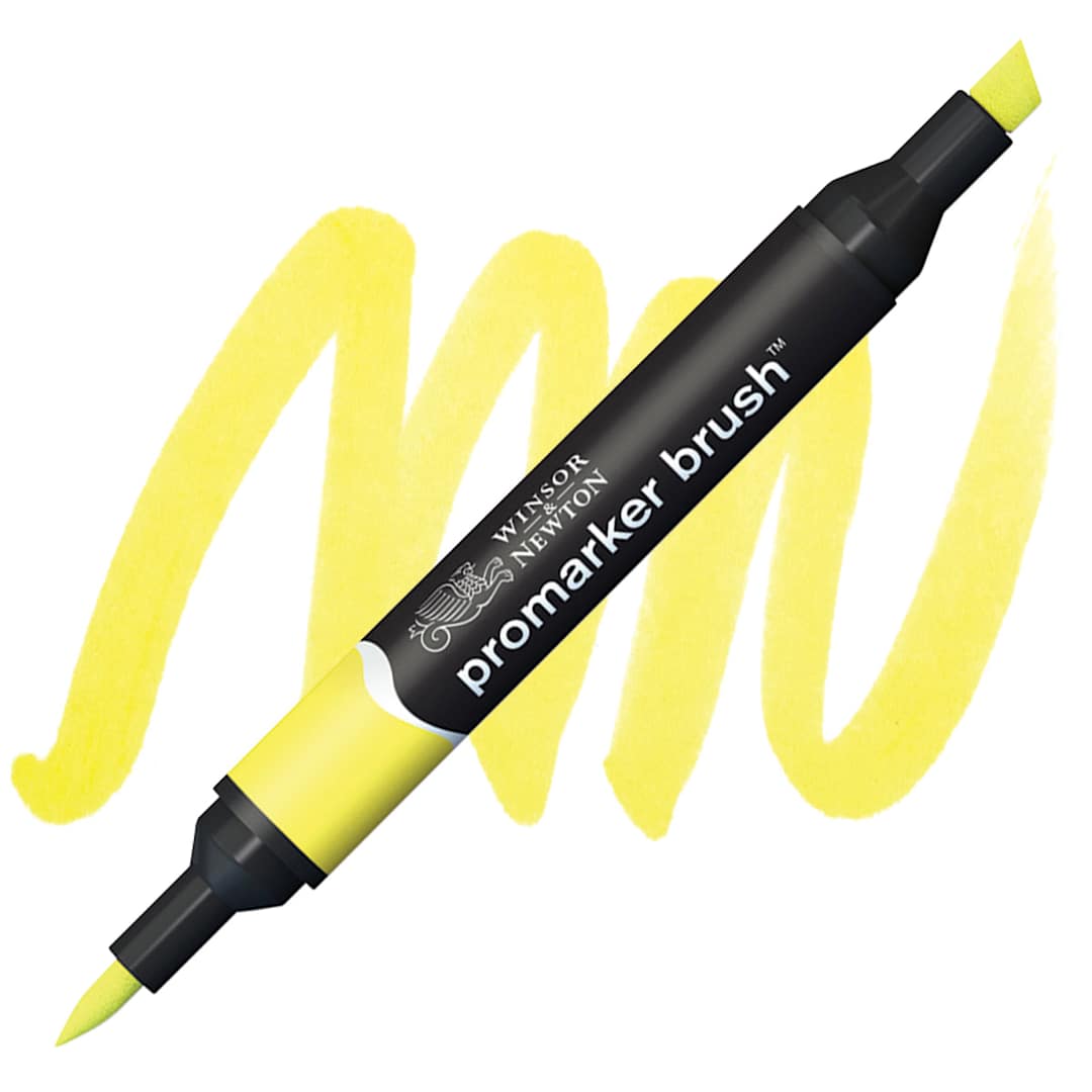 Open in modal - Winsor & Newton Promarker Brush Marker - Lemon marker and swatch