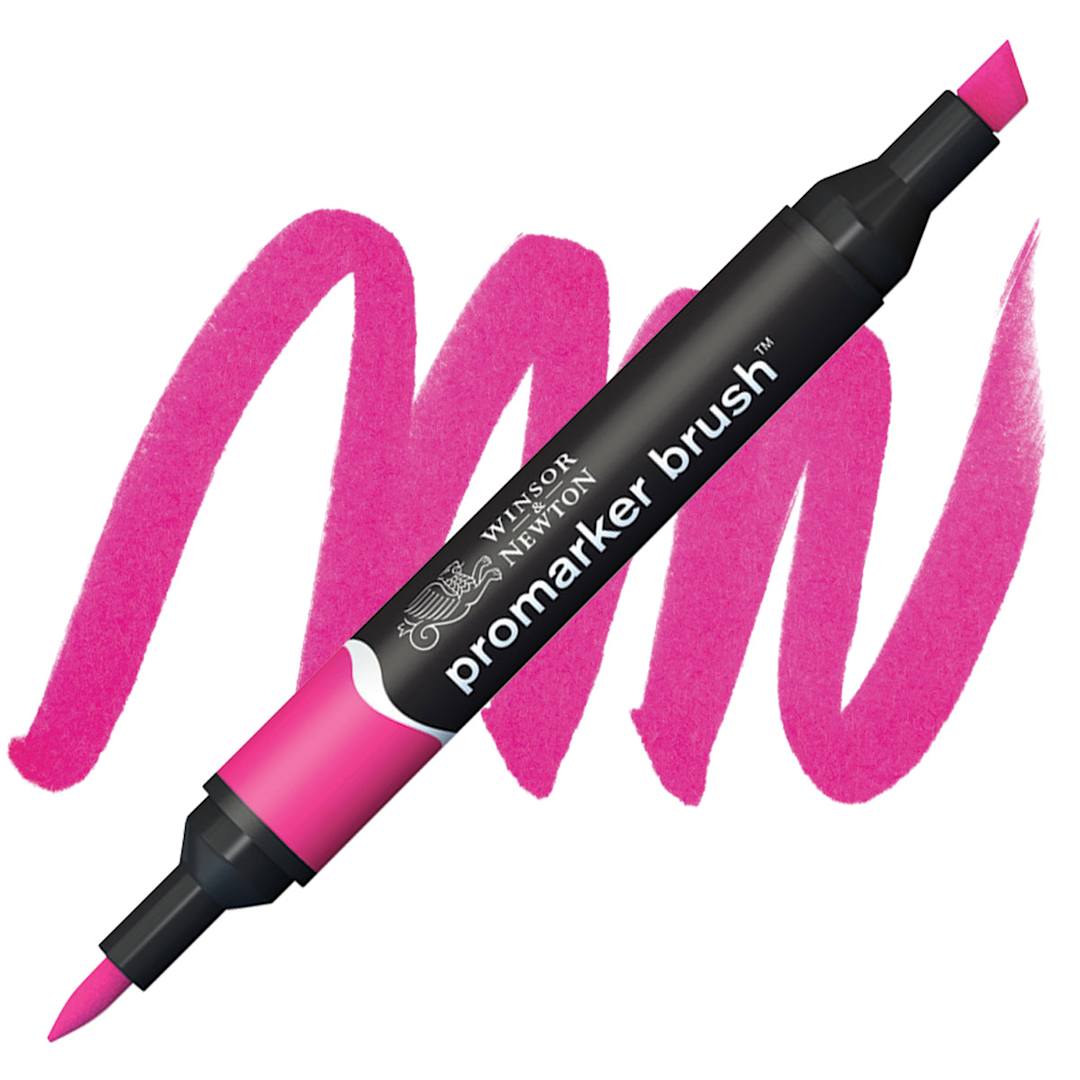Open in modal - Winsor & Newton Promarker Brush Marker - Magenta marker and swatch