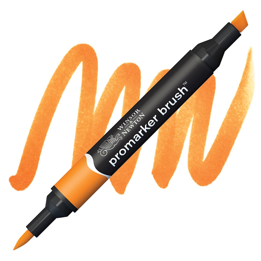 Open in modal - Winsor & Newton Promarker Brush Marker - Pumpkin marker and swatch