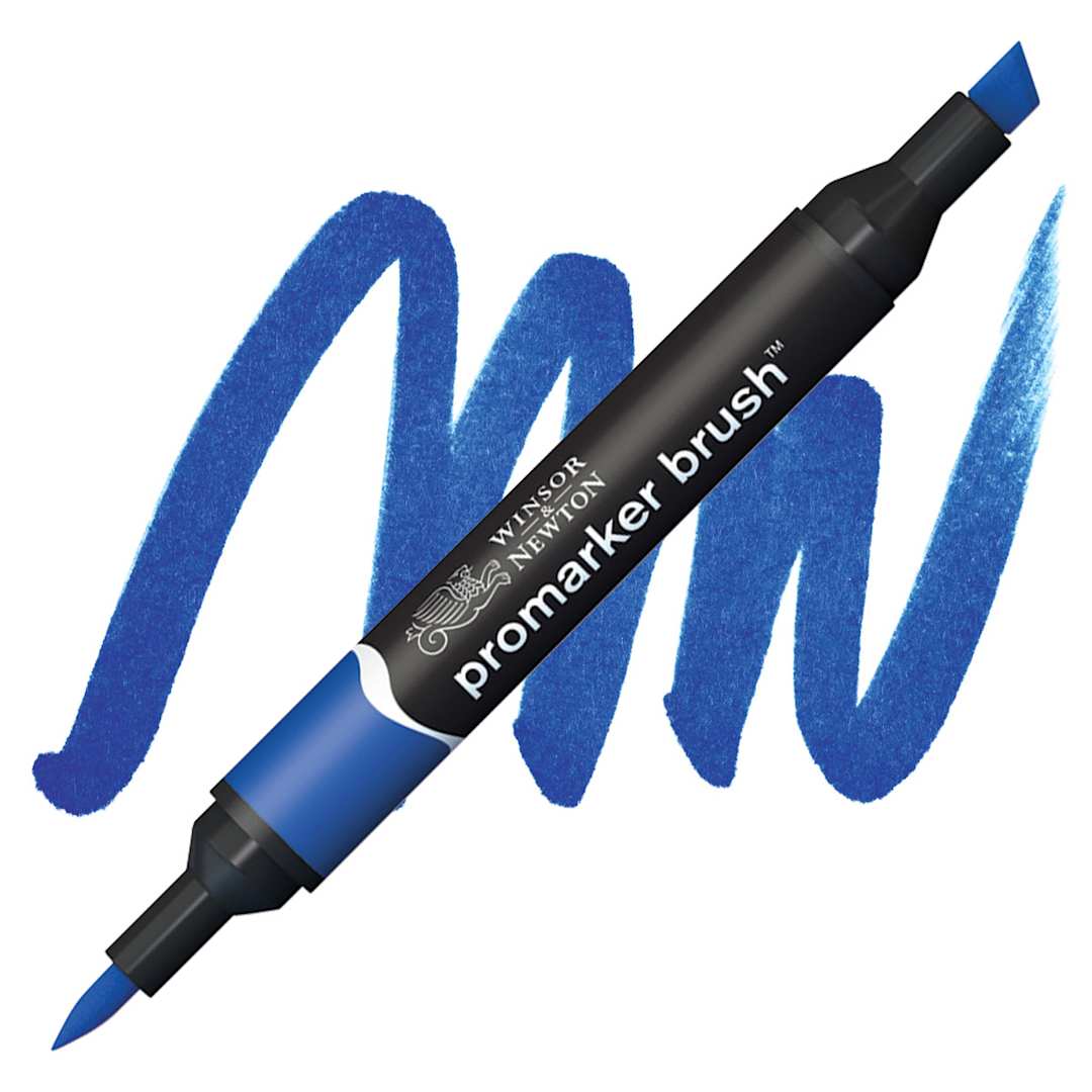 Open in modal - Winsor & Newton Promarker Brush Marker - Royal Blue marker and swatch