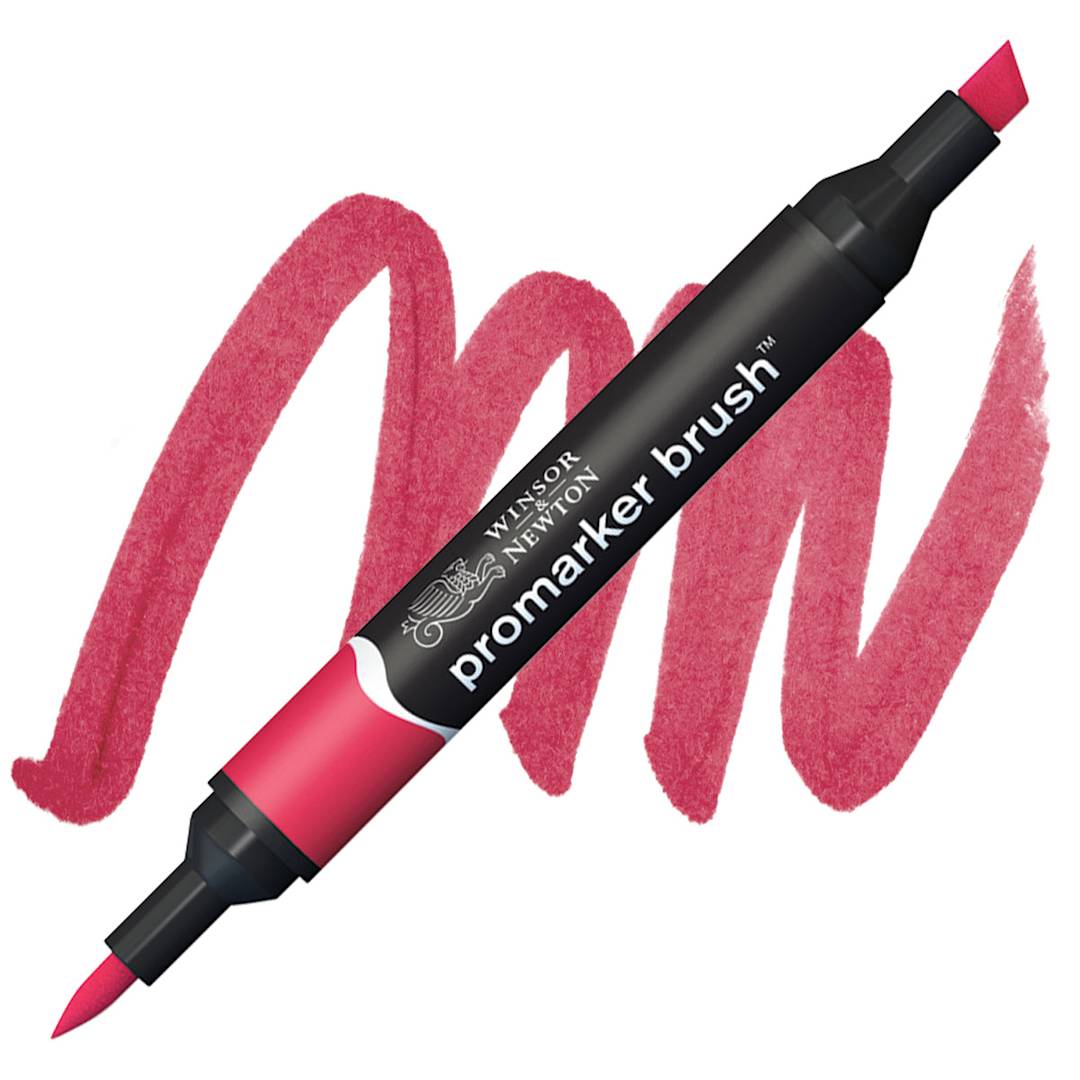 Open in modal - Winsor & Newton Promarker Brush Marker - Ruby marker and swatch