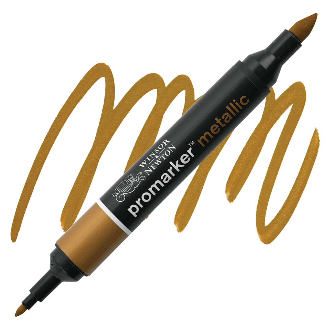 Open in modal - Winsor & Newton Promarker Metallic Marker - Red Gold marker and swatch