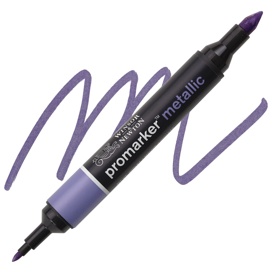 Open in modal - Winsor & Newton Promarker Metallic Marker - Violet, swatch and marker