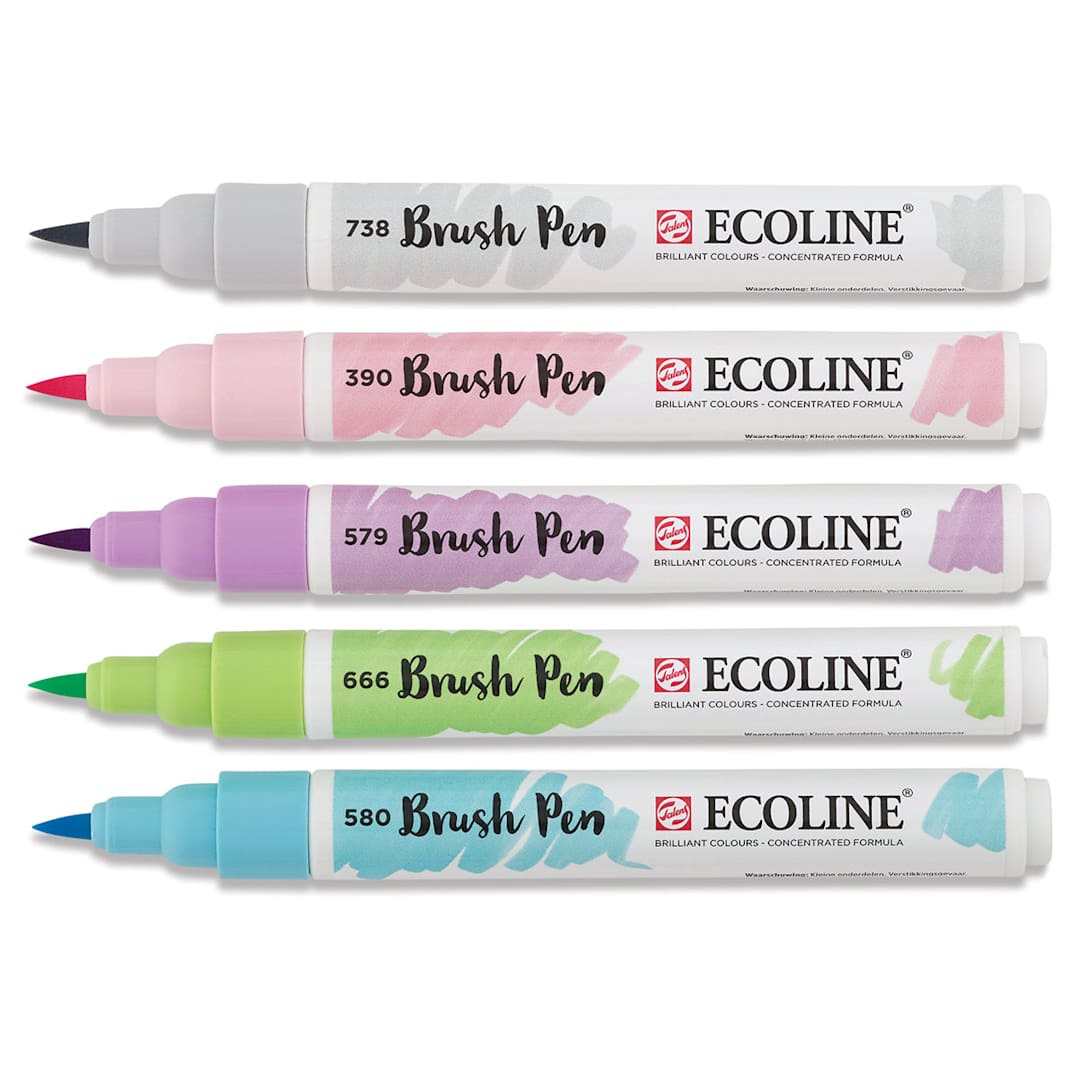 Open in modal - 
Royal Talens Ecoline Brush Pen Marker Set- 5 Pastel Colors 