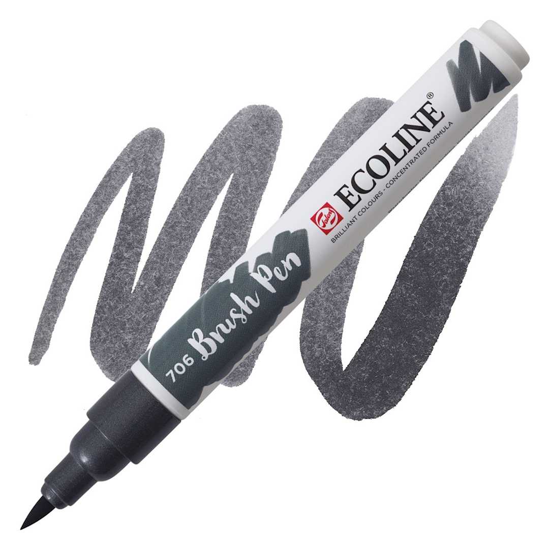 Open in modal - Royal Talens Ecoline Brush Marker - Deep Grey marker and swatch
