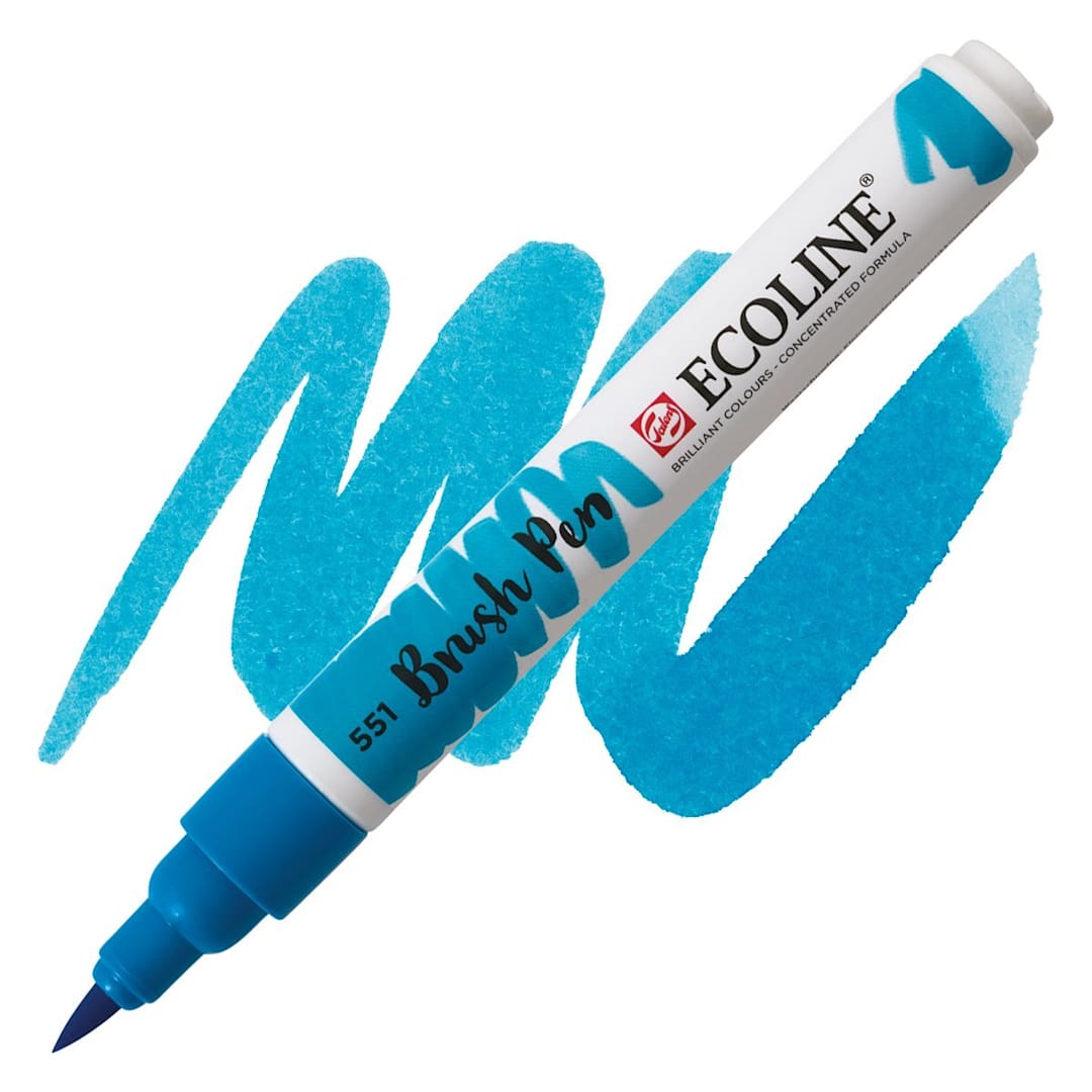Open in modal - Royal Talens Ecoline Brush Marker - Sky Blue Light marker and swatch