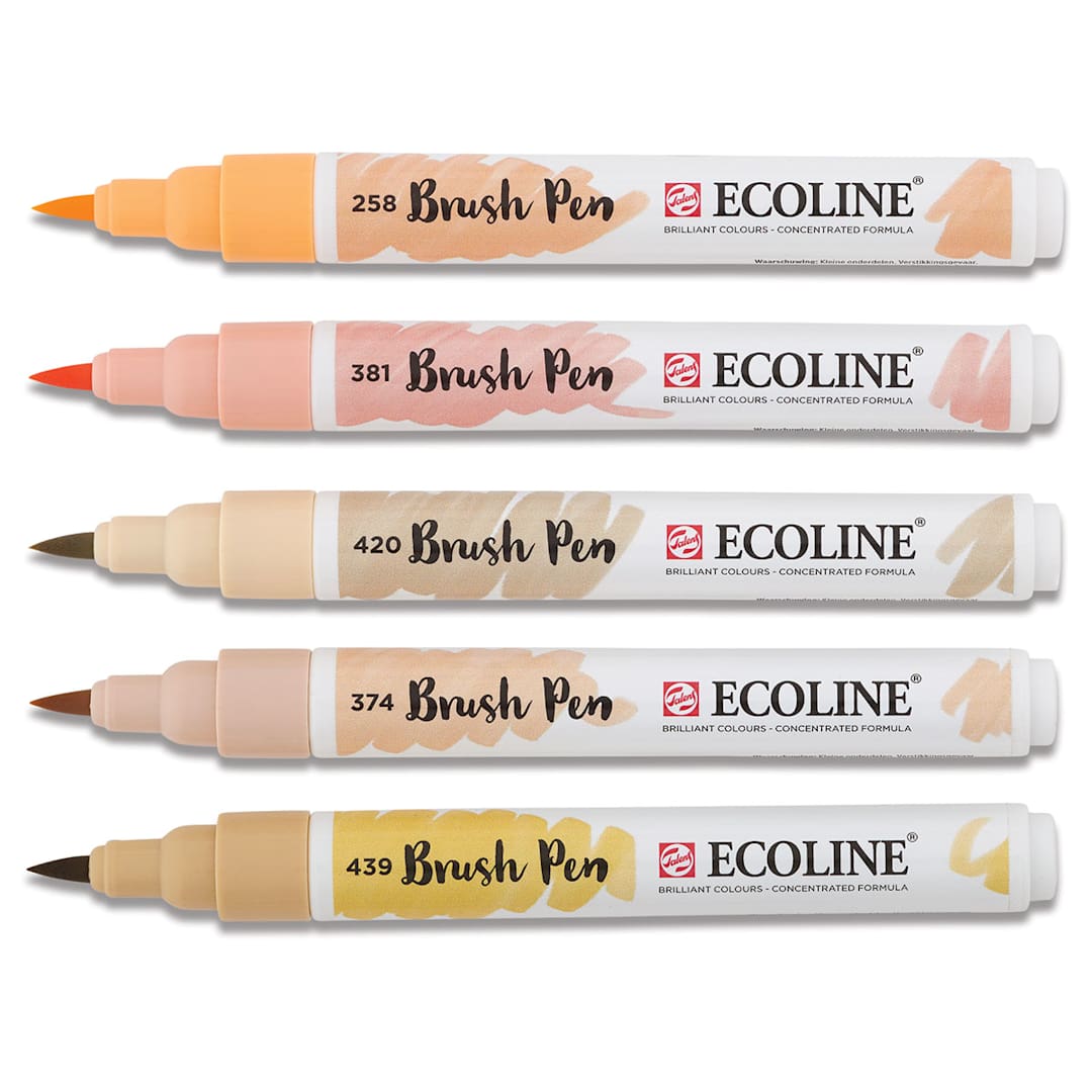 Open in modal - 
Royal Talens Ecoline Brush Pen Marker Set- 5 Beige/Pink Hues
