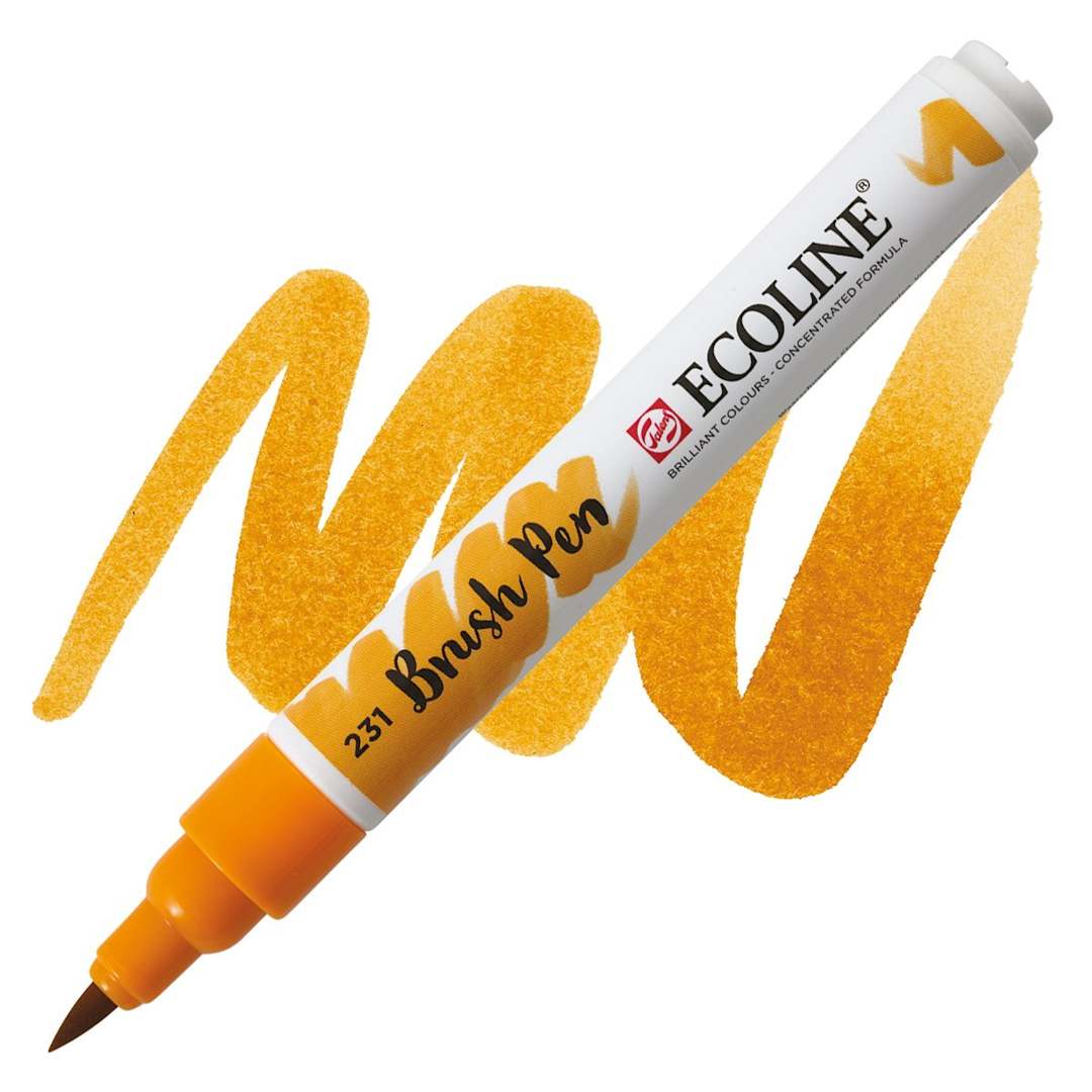 Open in modal - Royal Talens Ecoline Brush Marker - Gold Ochre marker and swatch