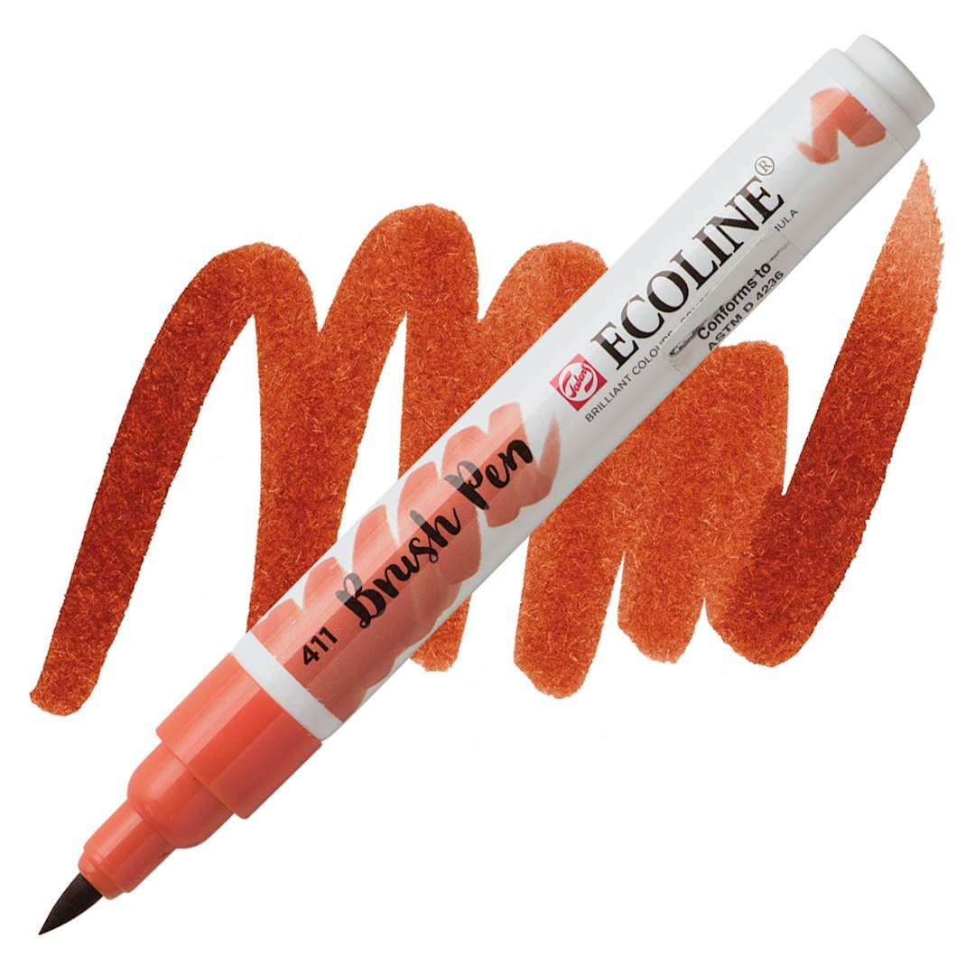 Open in modal - Royal Talens Ecoline Brush Marker - Burnt Sienna marker and swatch