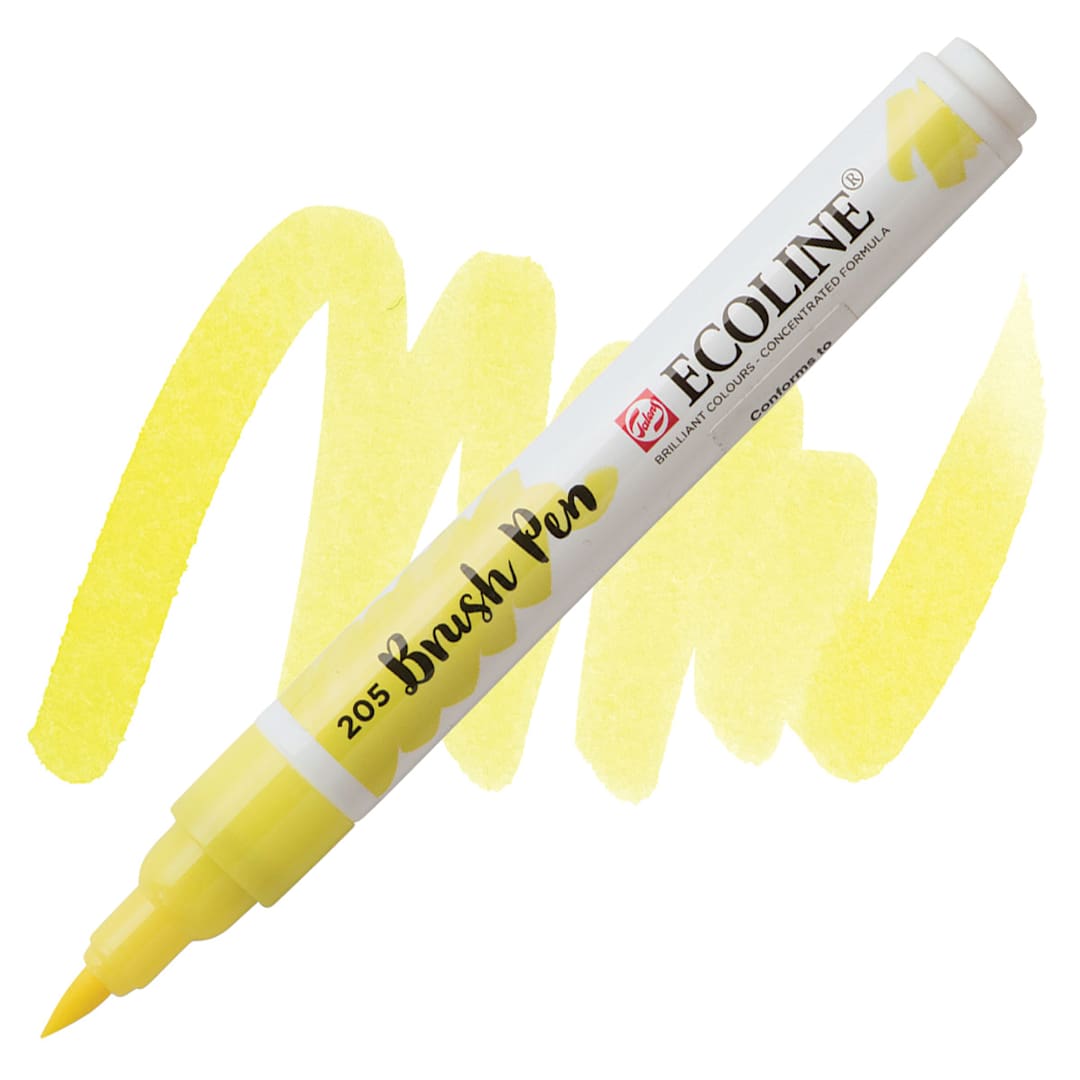 Open in modal - Royal Talens Ecoline Brush Marker - Lemon Yellow marker and swatch